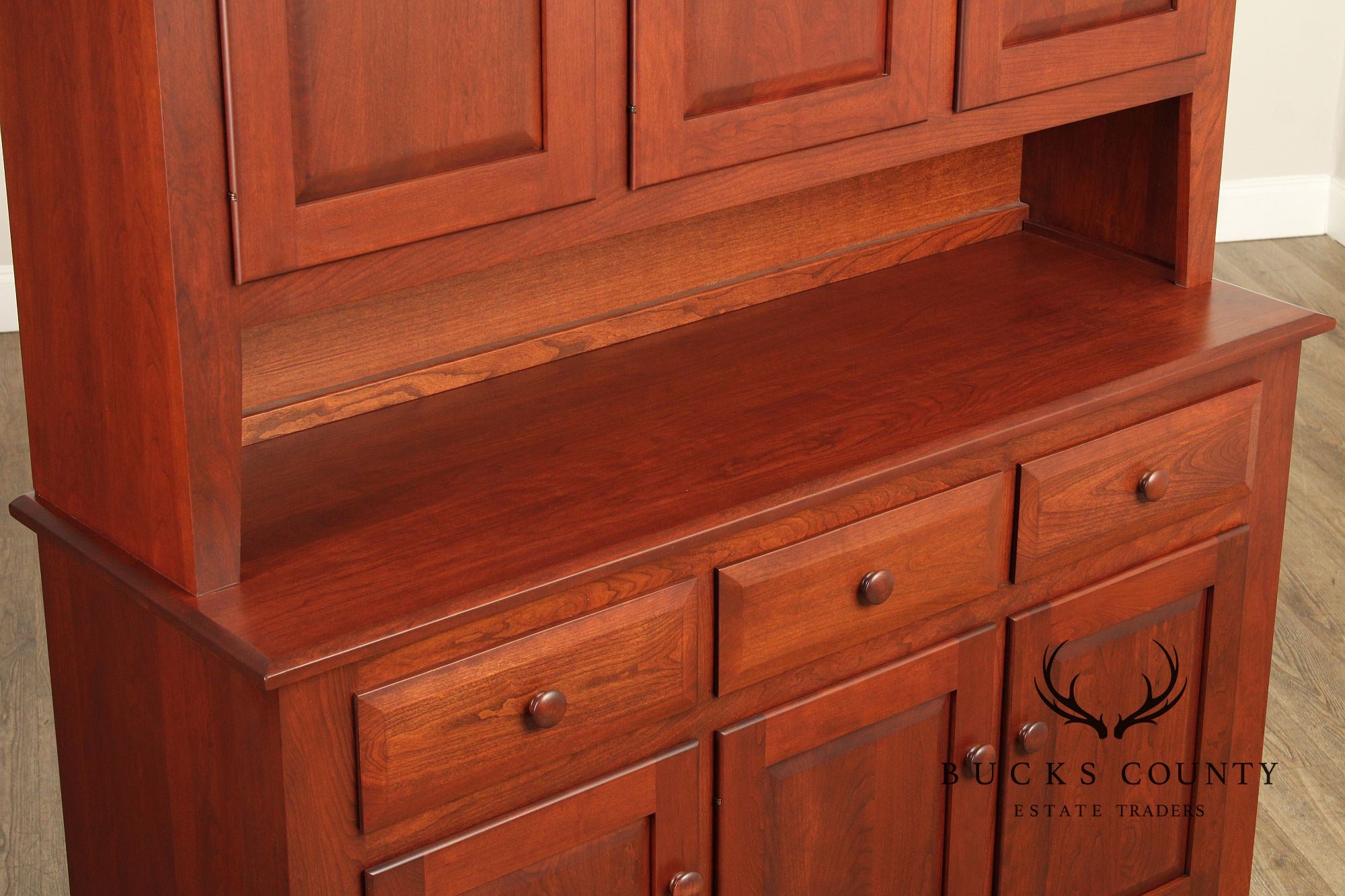 Early American Style Custom Cherry Stepback Cupboard