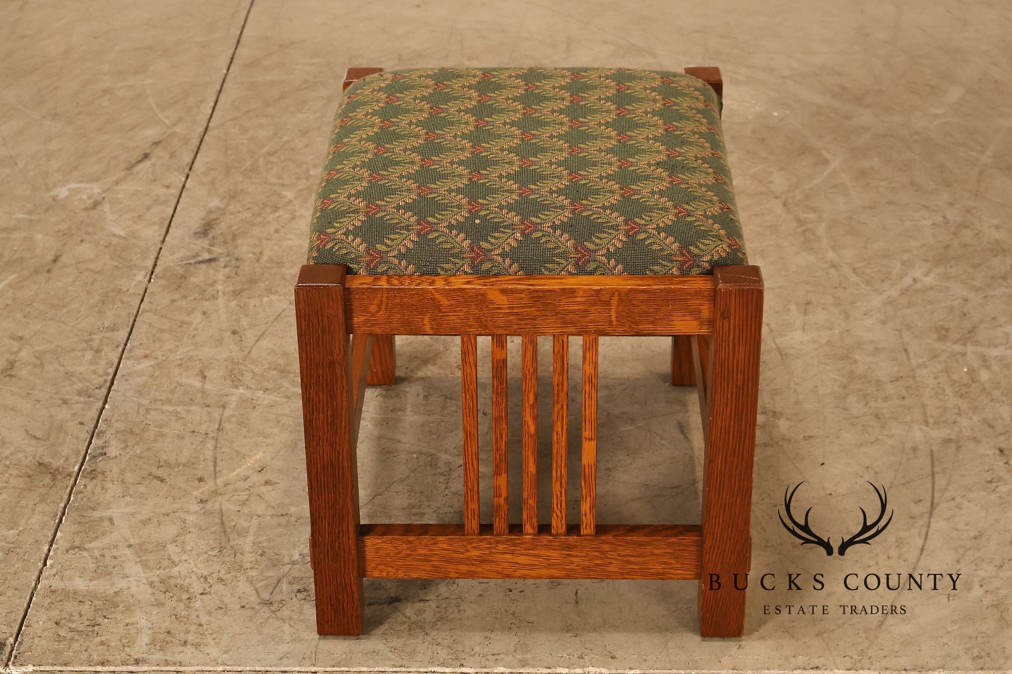 Stickley Mission Collection Oak Spindle Side Footstool Ottoman