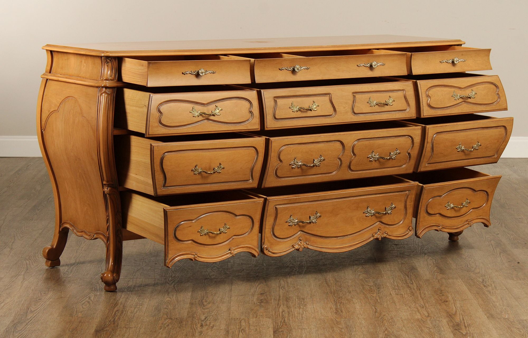 Union Furniture Co. French Louis XV Style Bombe Triple Dresser