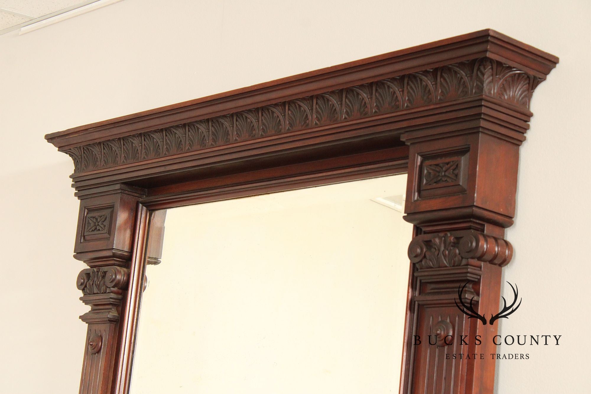 Antique Victorian Renaissance Revival American Walnut Large Pier Mirror