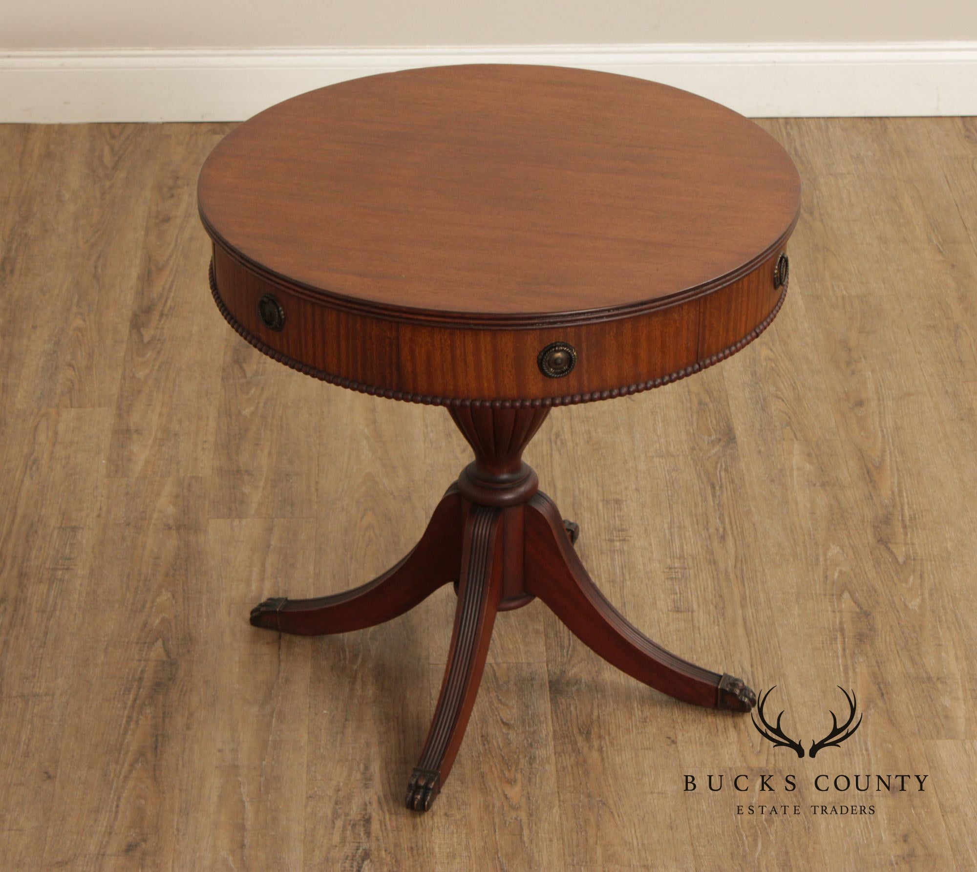 Regency Style 1940's Vintage Mahogany Drum Table