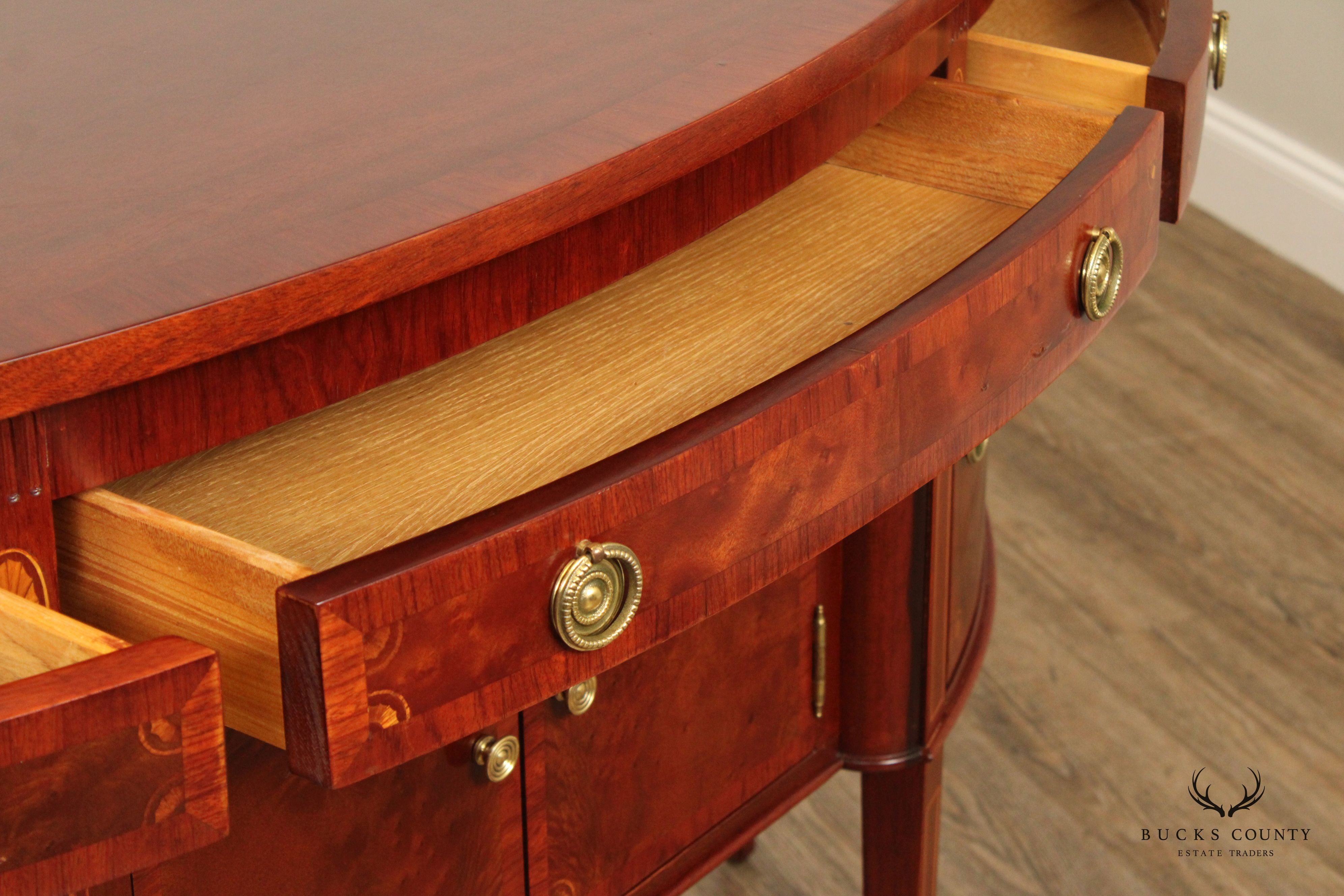 Hepplewhite Style Banded Mahogany Demilune Sideboard