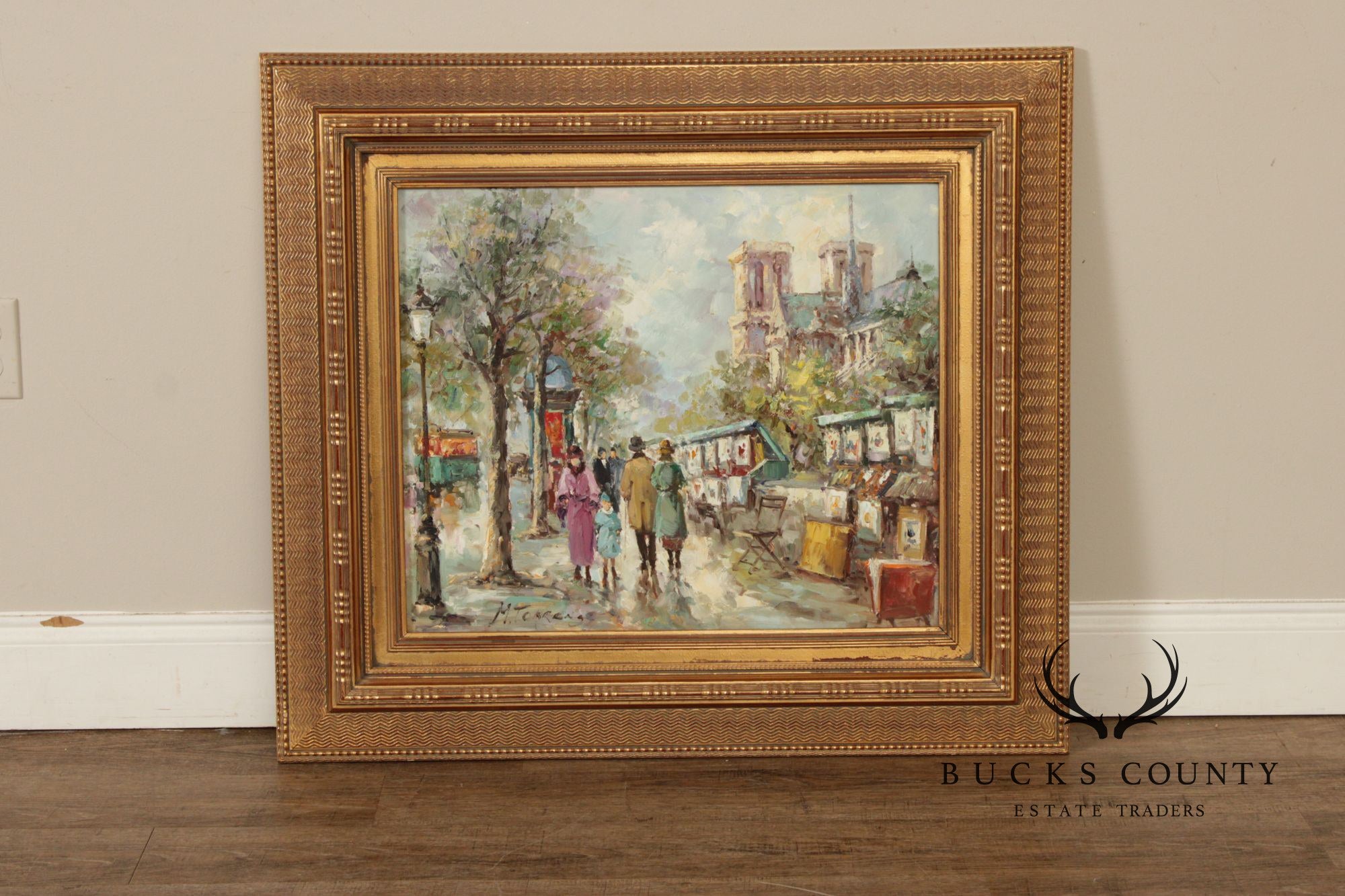 Montserrat Torrens Impressionist Style Oil Painting, French Street Scene