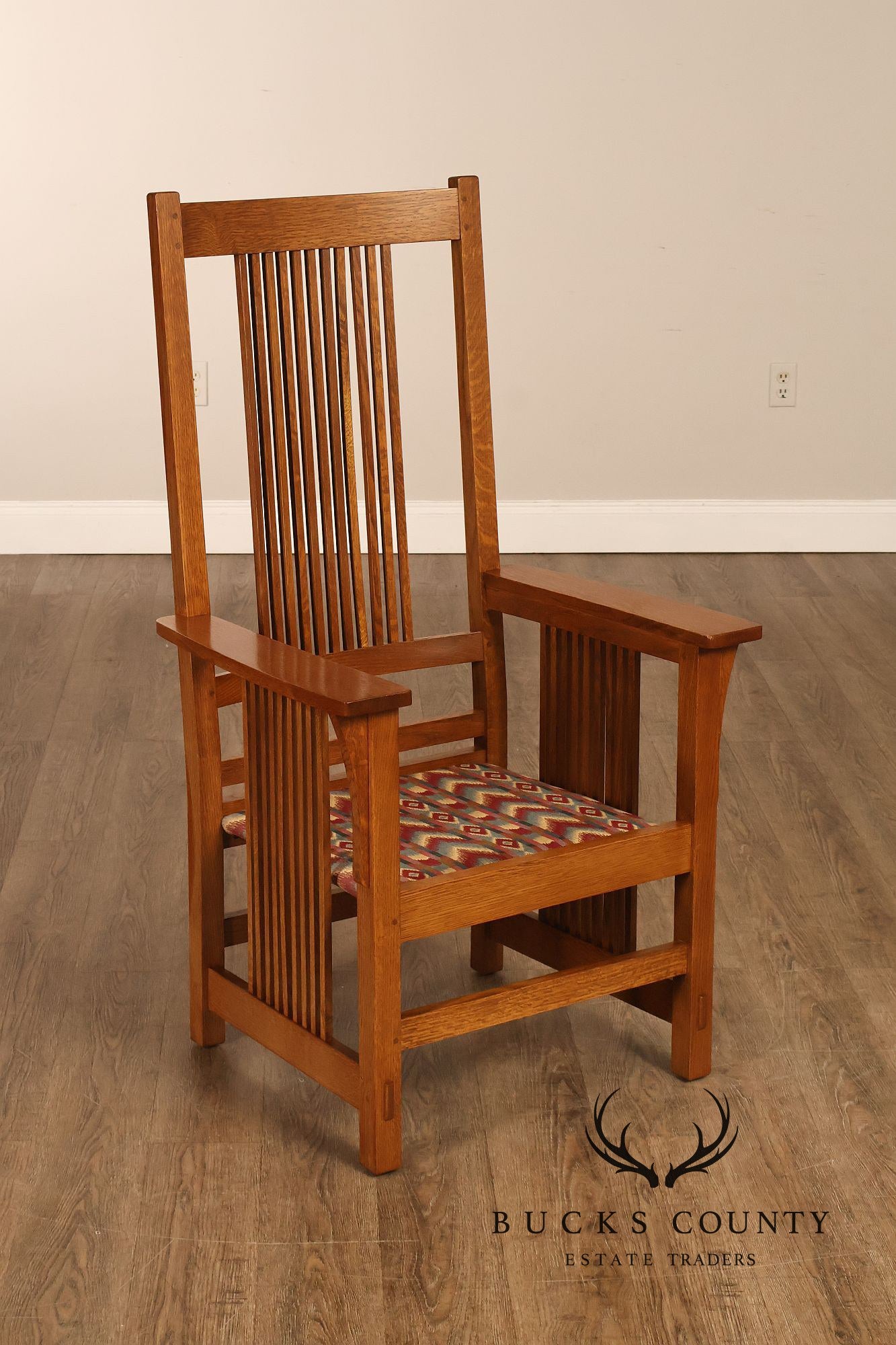 Stickley Mission Collection Set Of Six Oak High Back Spindle Dining Chairs