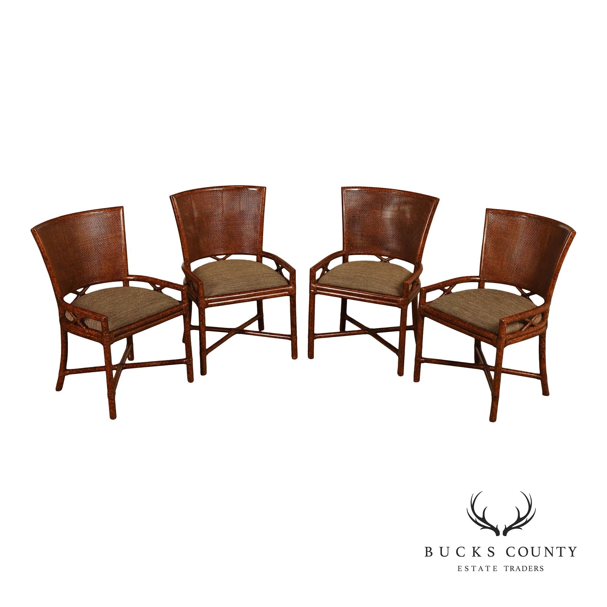 Ficks Reed Set of Four Woven Rattan Dining Chairs