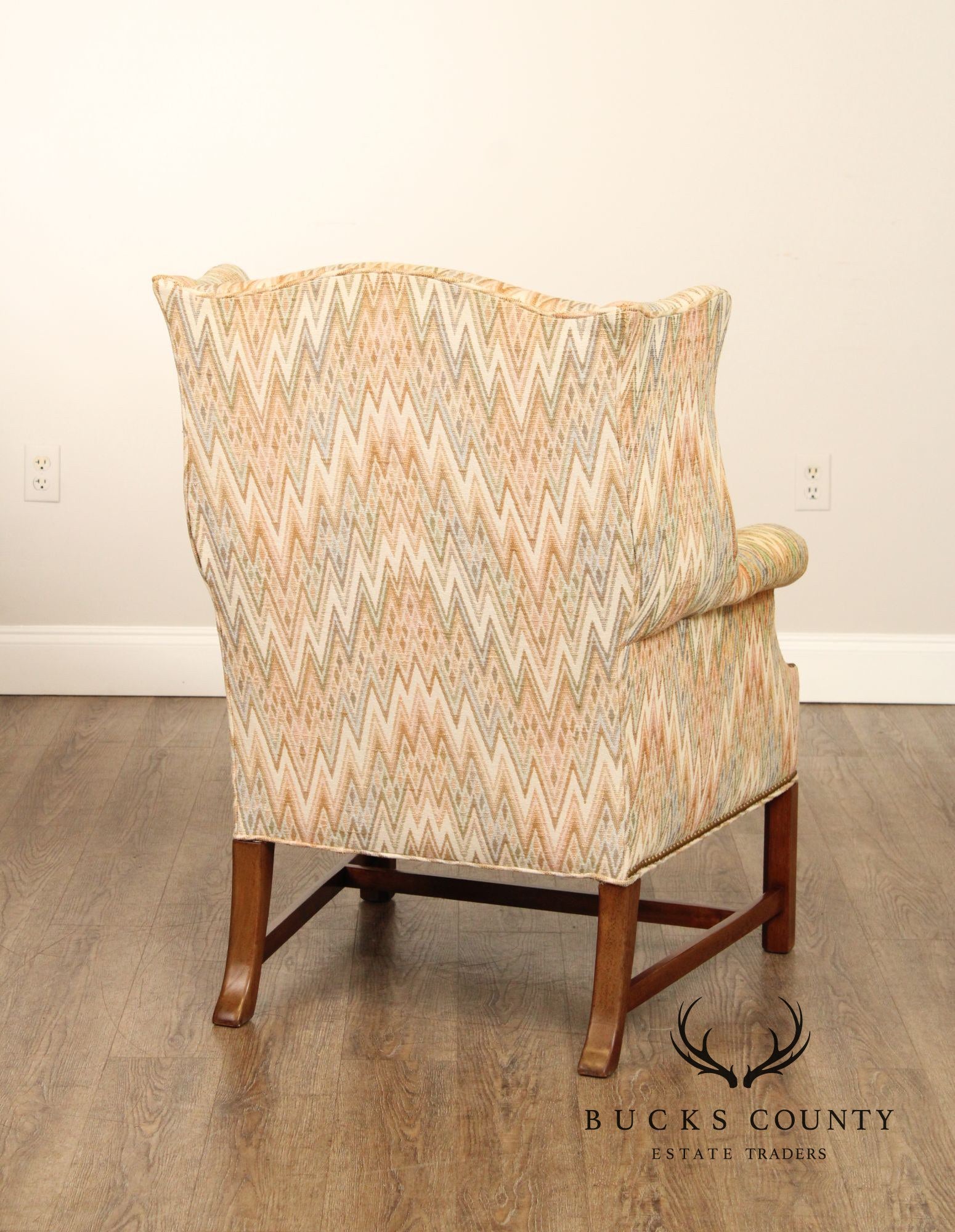 Hickory Chair Chippendale Style Pair of Mahogany Wing Chairs