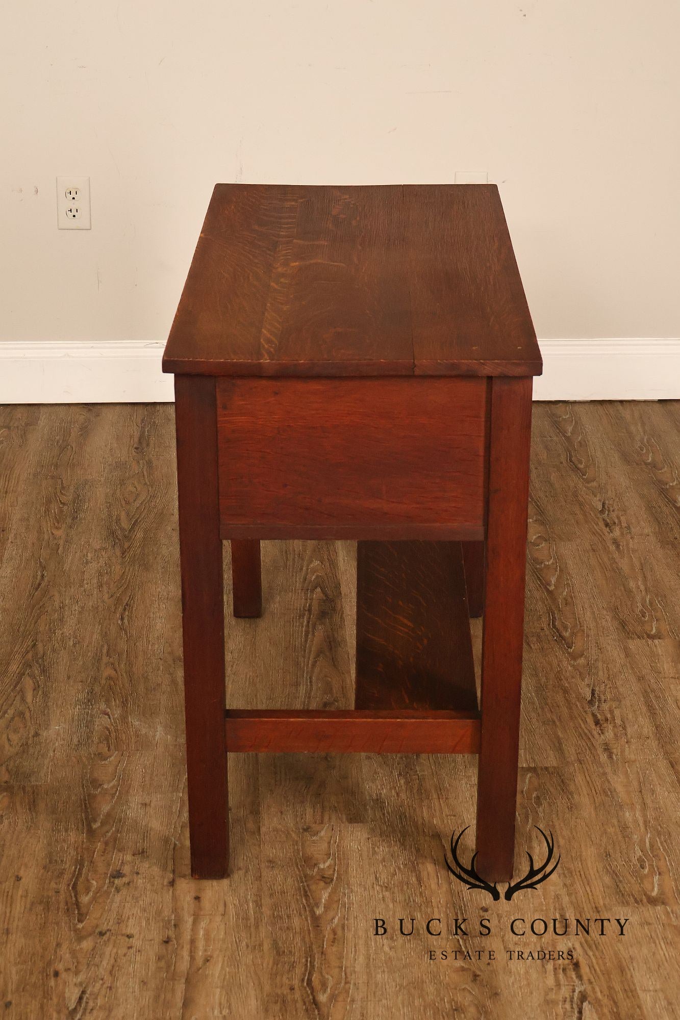 Antique Arts And Crafts Mission Oak Four Drawer Writing Desk