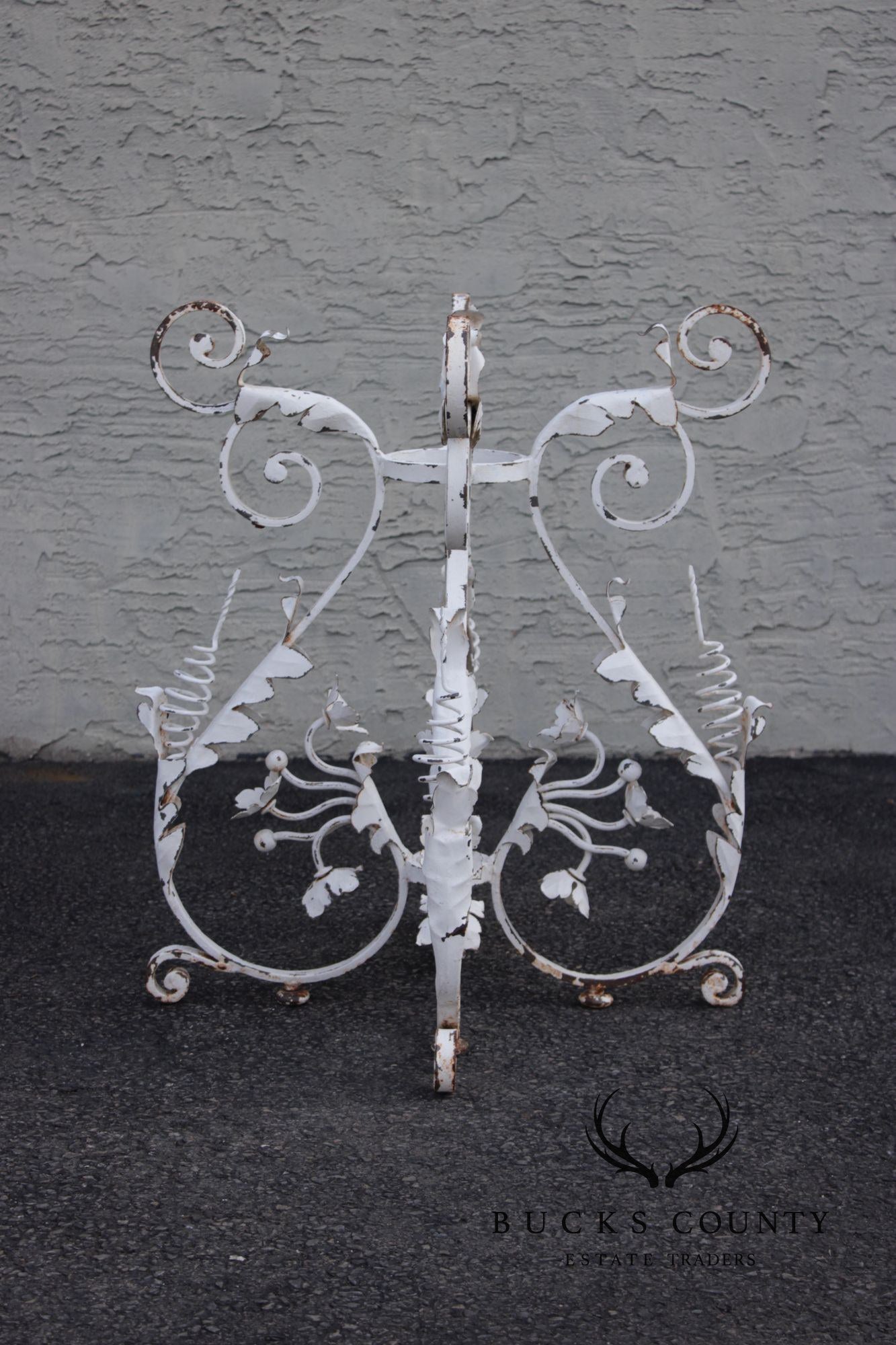 Vintage Italian Style Painted Wrought Iron Garden Plant Stand or Table Base
