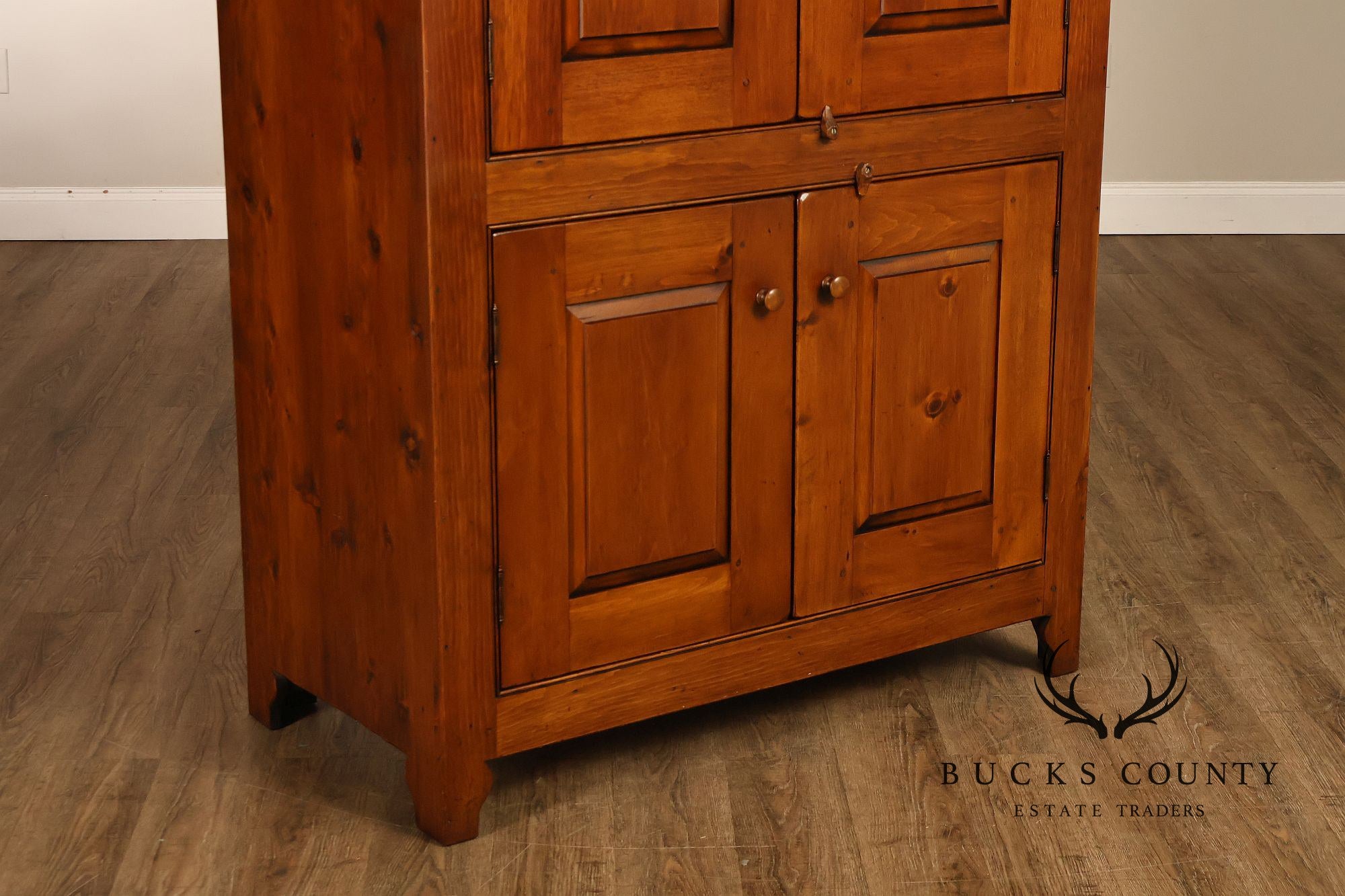 Vintage Rustic Pine Armoire Cabinet