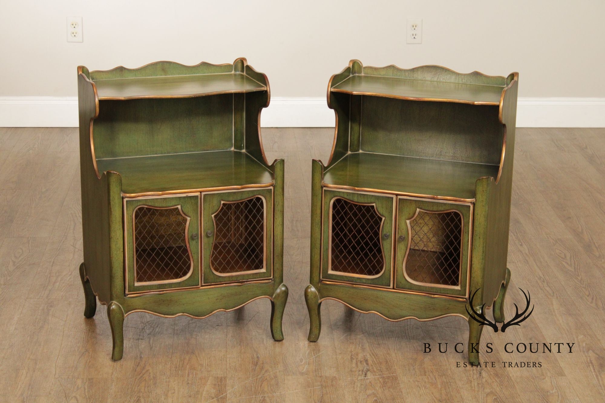 French Louis XV Style Vintage Pair Of Painted Nightstands