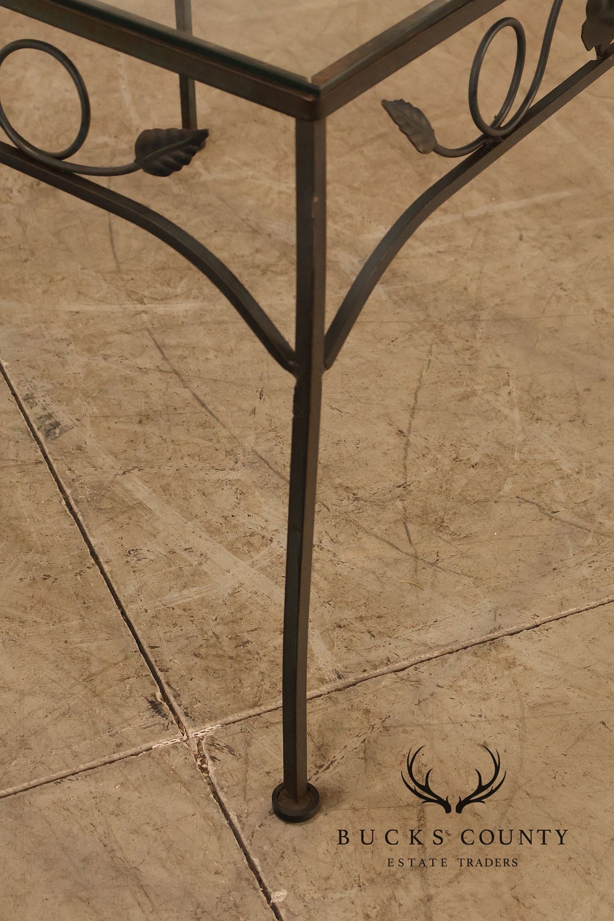 Vintage Glass Top Outdoor Patio Coffee Table
