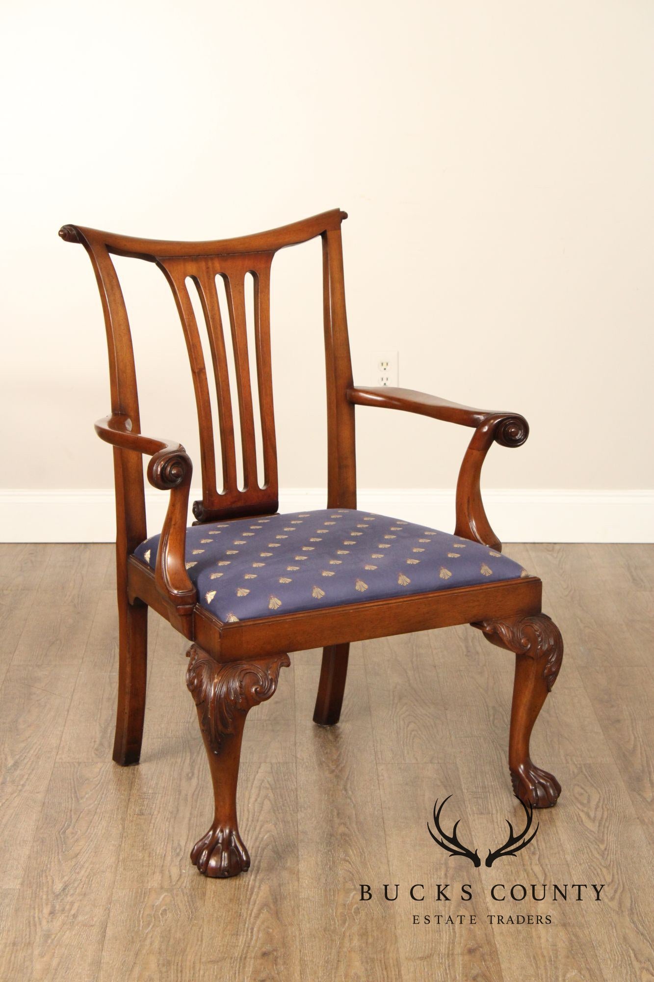 Baker Furniture Georgian Style Pair of Mahogany Armchairs