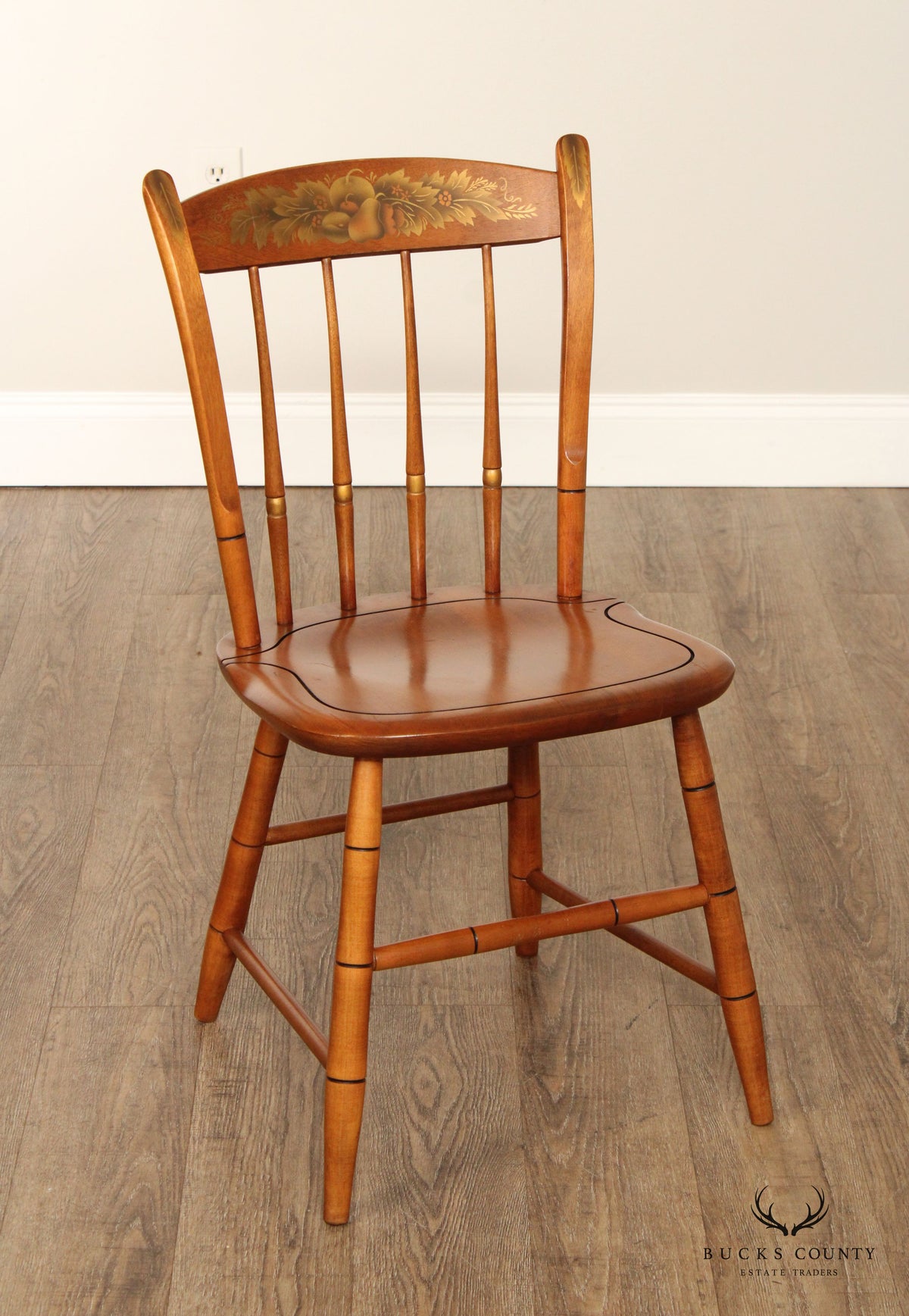 L. Hitchcock Set of Four Faux Bamboo Dining Chairs