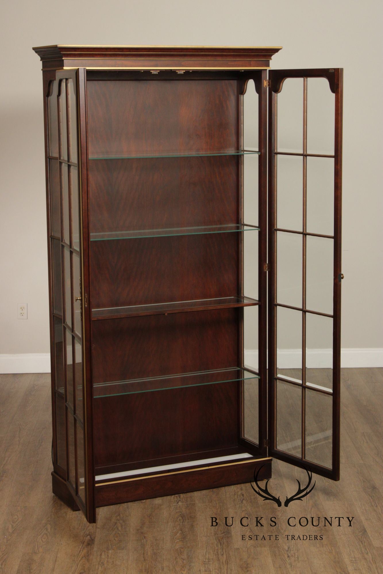 Union National Traditional Cherry Lighted Two Door Display Cabinet