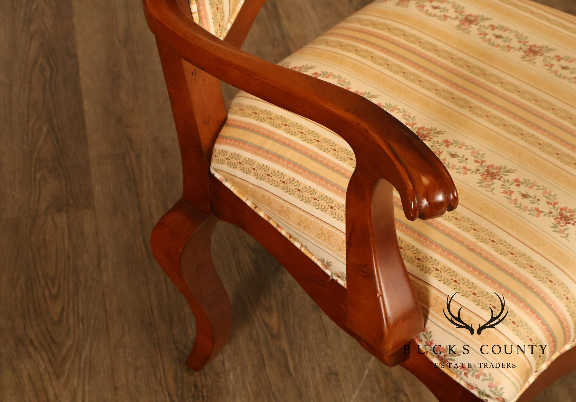 Century French Provincial Style Pair Of Upholstered Ladderback Armchairs