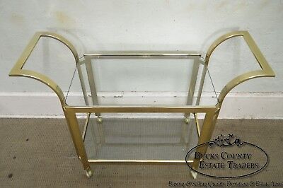 Mid Century Modern Brass & Glass Contemporary Serving Cart