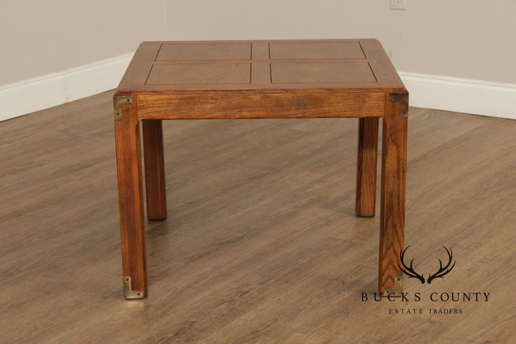 Henredon 'Artefacts' Oak and Brass Campaign End Table