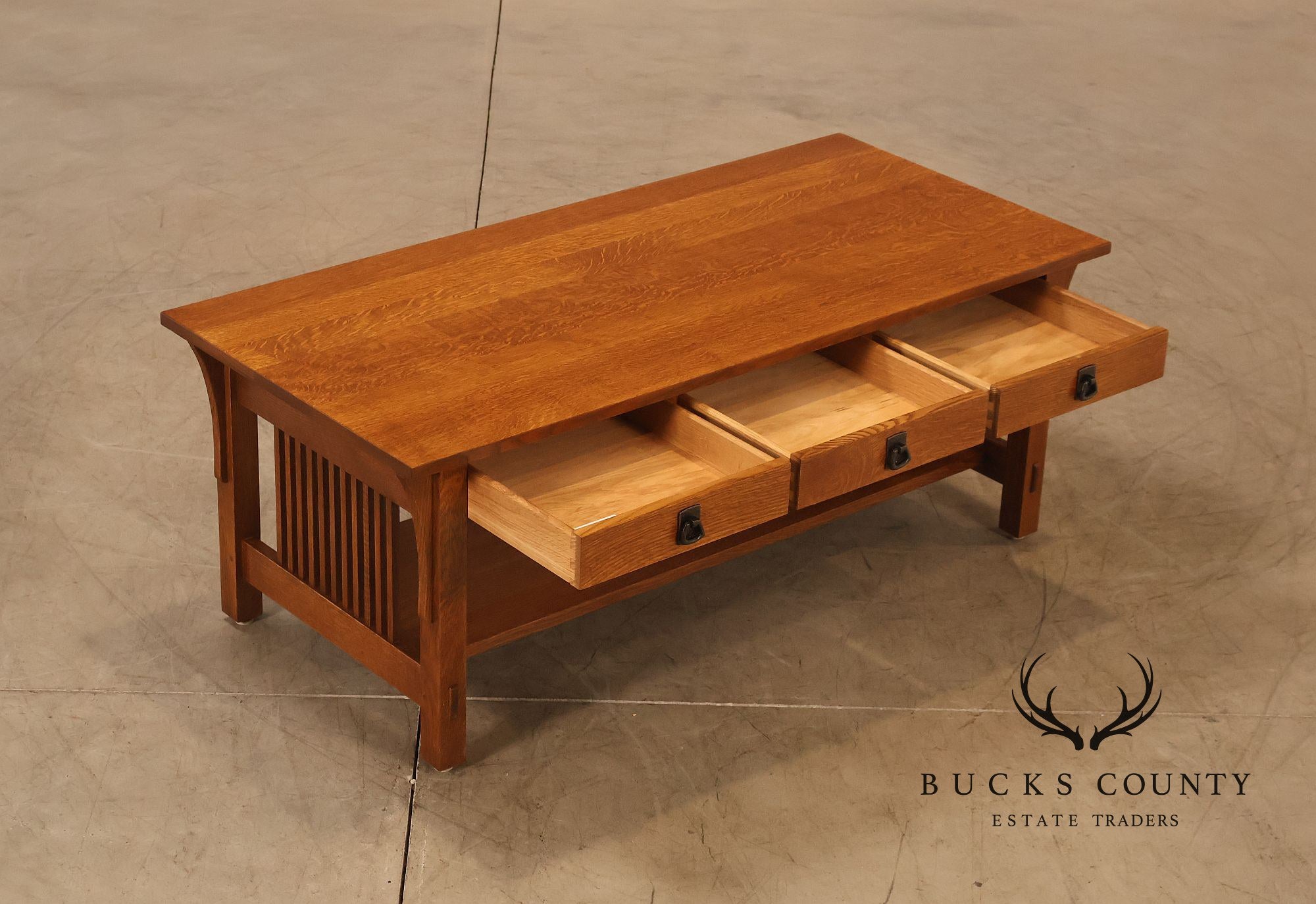 Stickley Mission Collection Oak Coffee Table With Drawers