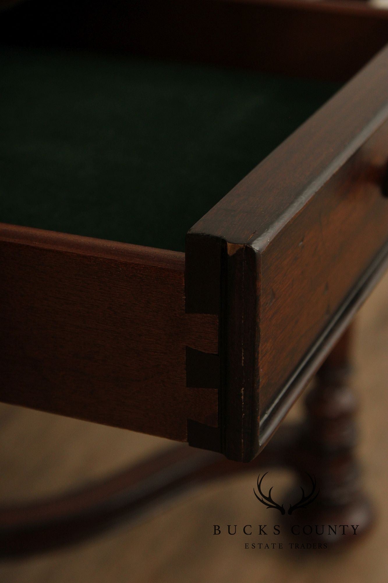 Jacobean Style Leather Top Dark Cherry Games Table