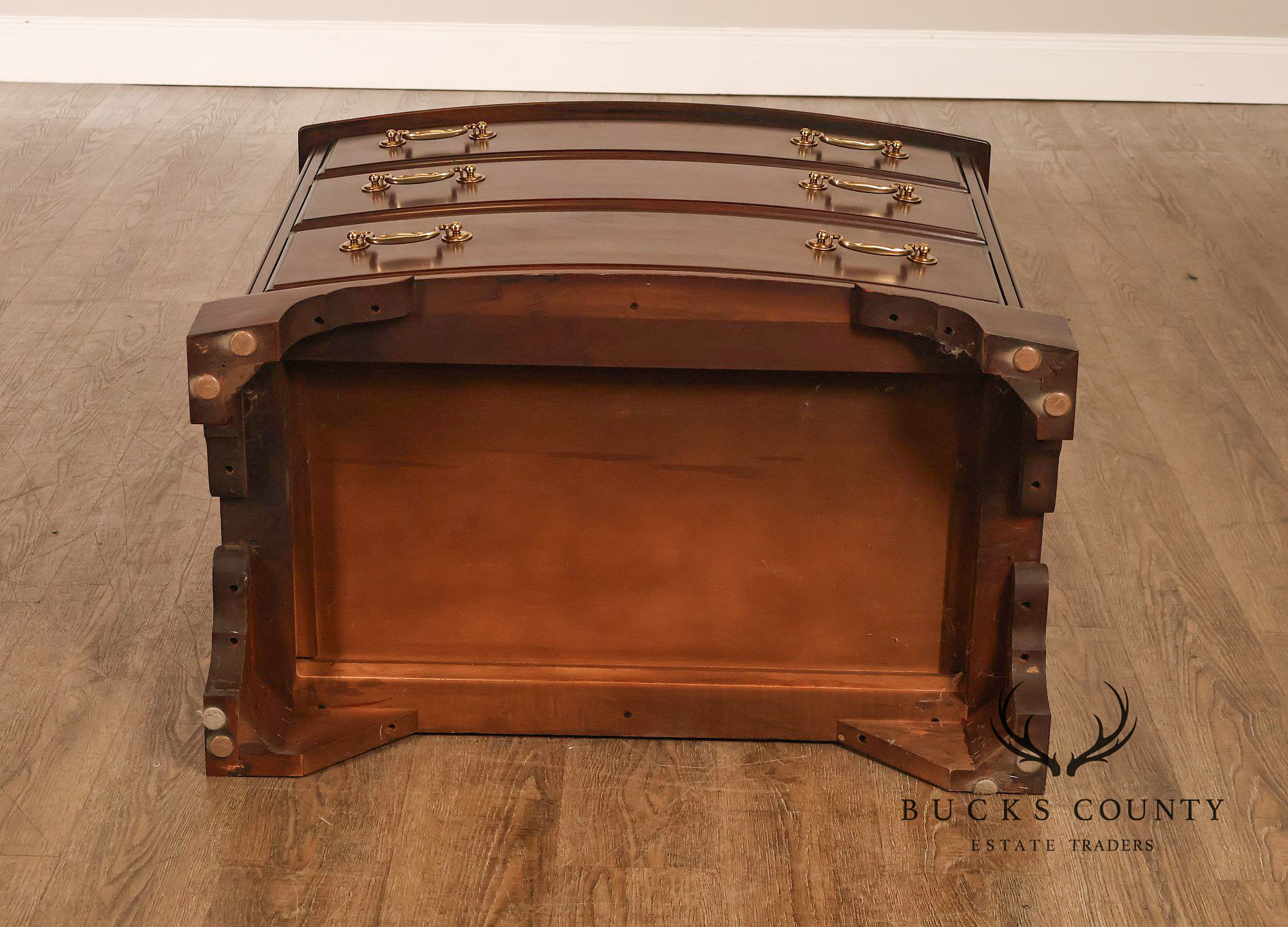 Henkel Harris Chippendale Style Pair Of Mahogany Bowfront Three-Drawer Nightstands