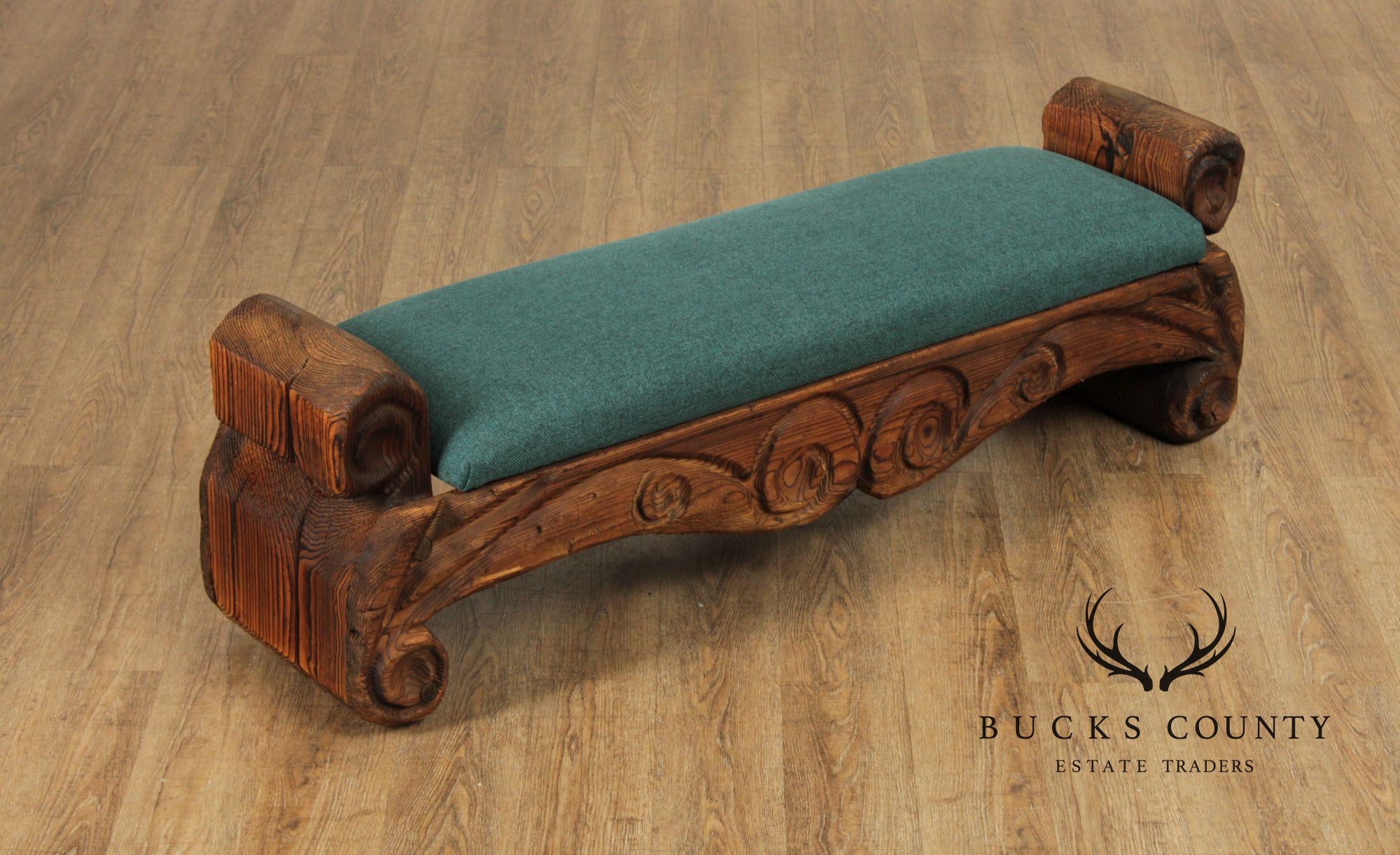 Witco Mid-Century Carved Pine Tiki Bench