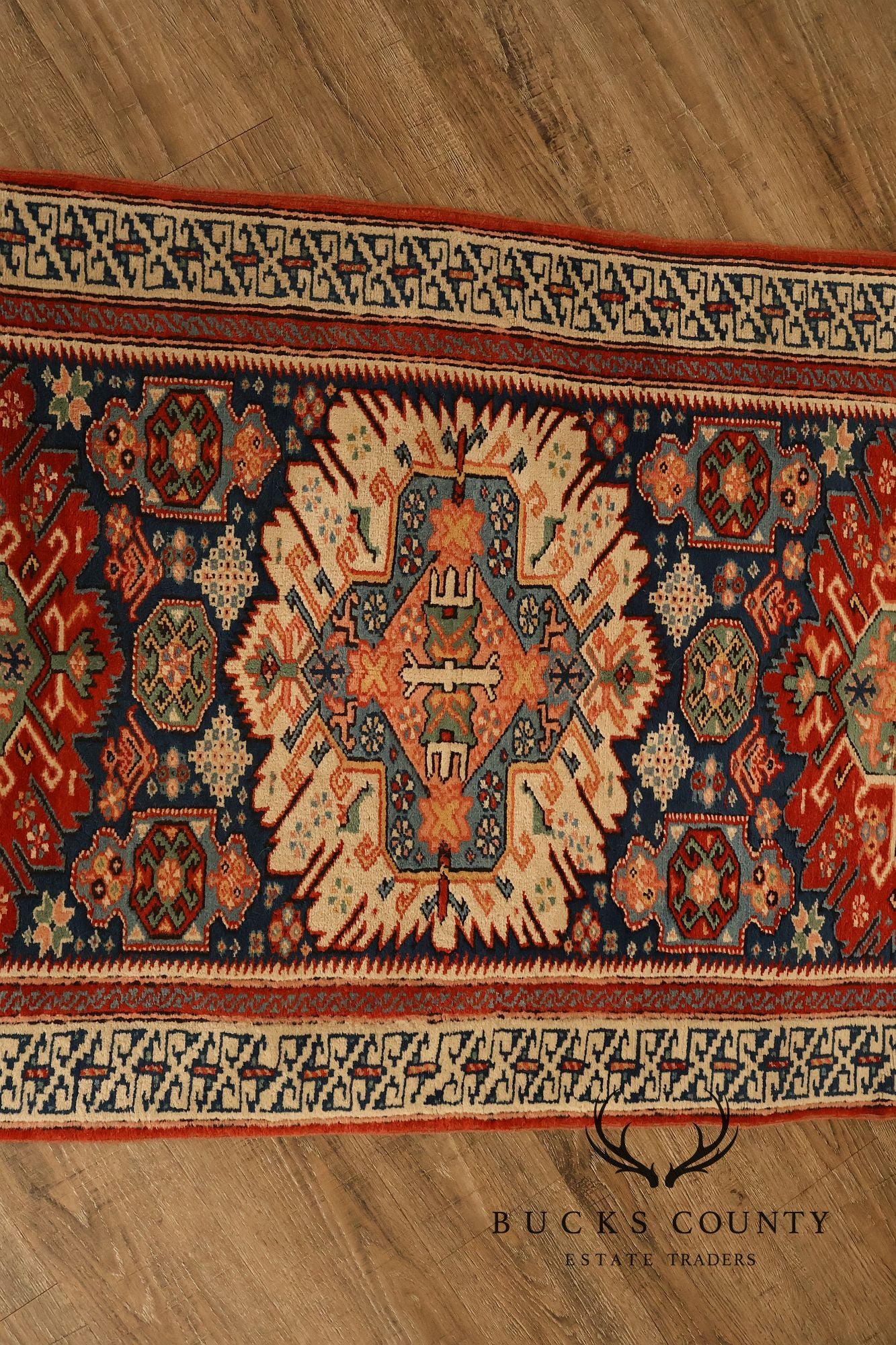 Vintage Hand Tied Wool Kazak Tribal Long Runner Rug