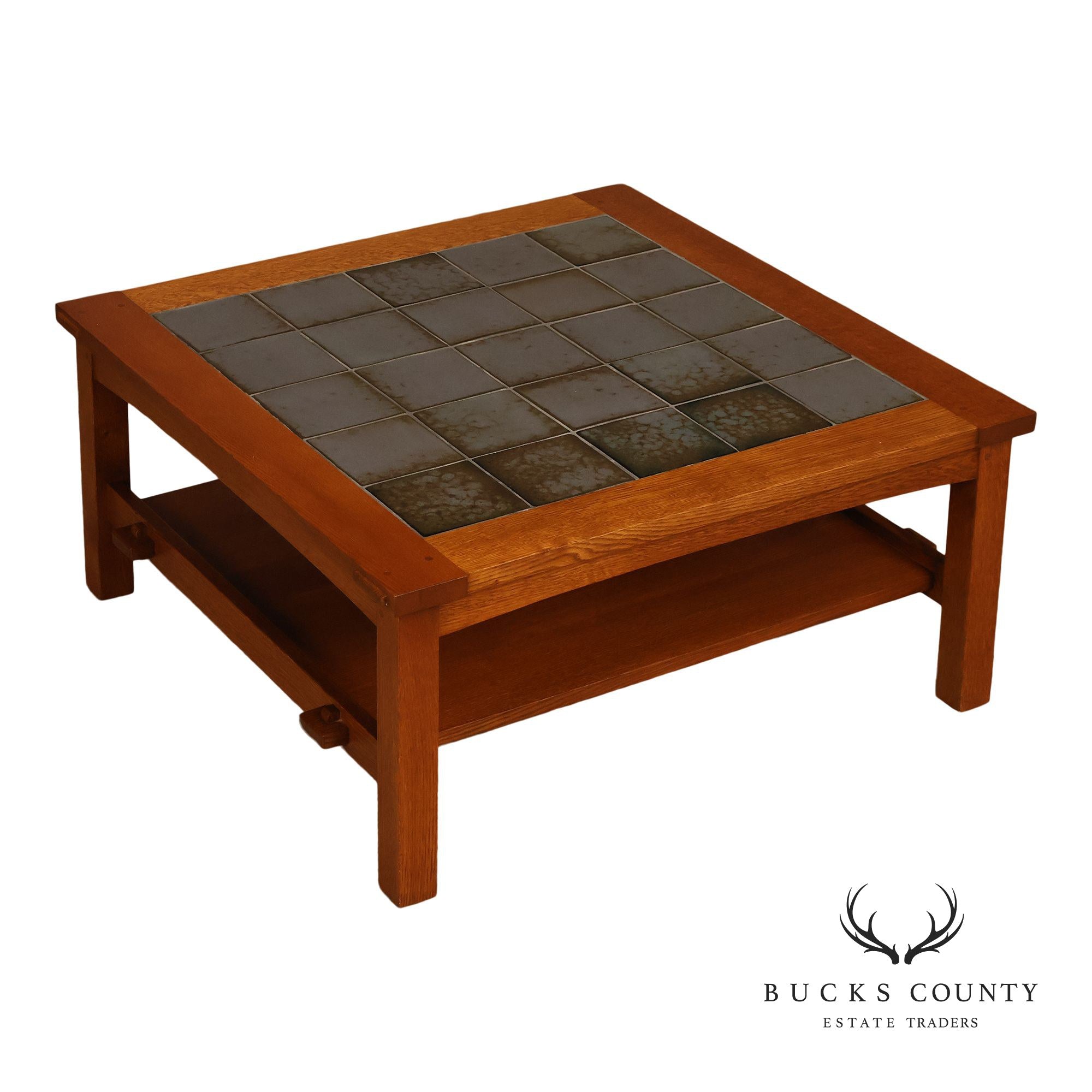 Stickley Mission Collection Tile Top Square Oak Coffee Table