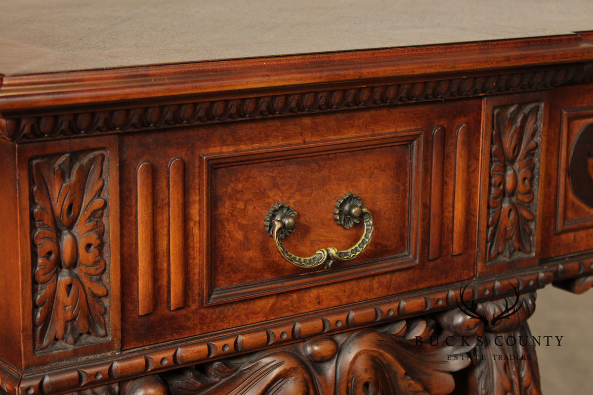 Traditional Georgian Style Carved Walnut Console Table