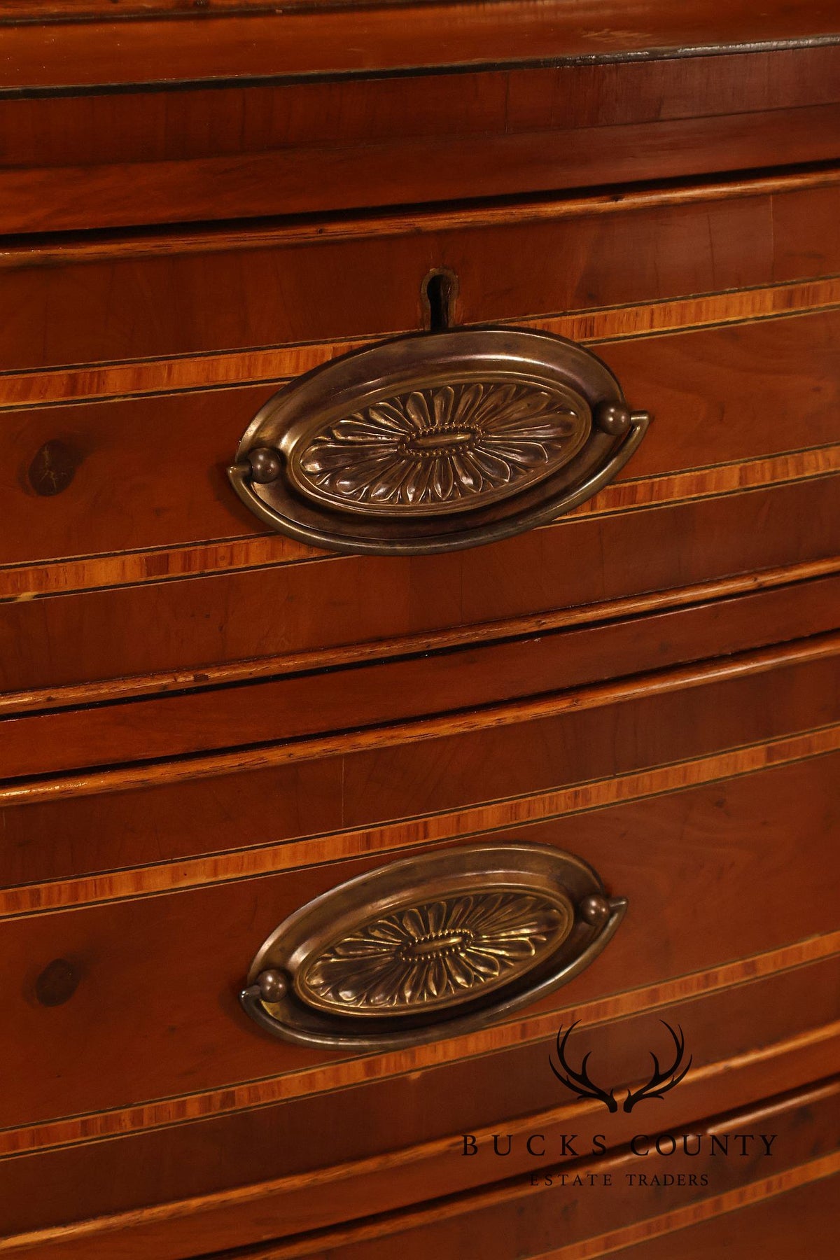 Georgian Style Inlaid Yew Wood Bow Front Bookcase Bureau China Cabinet