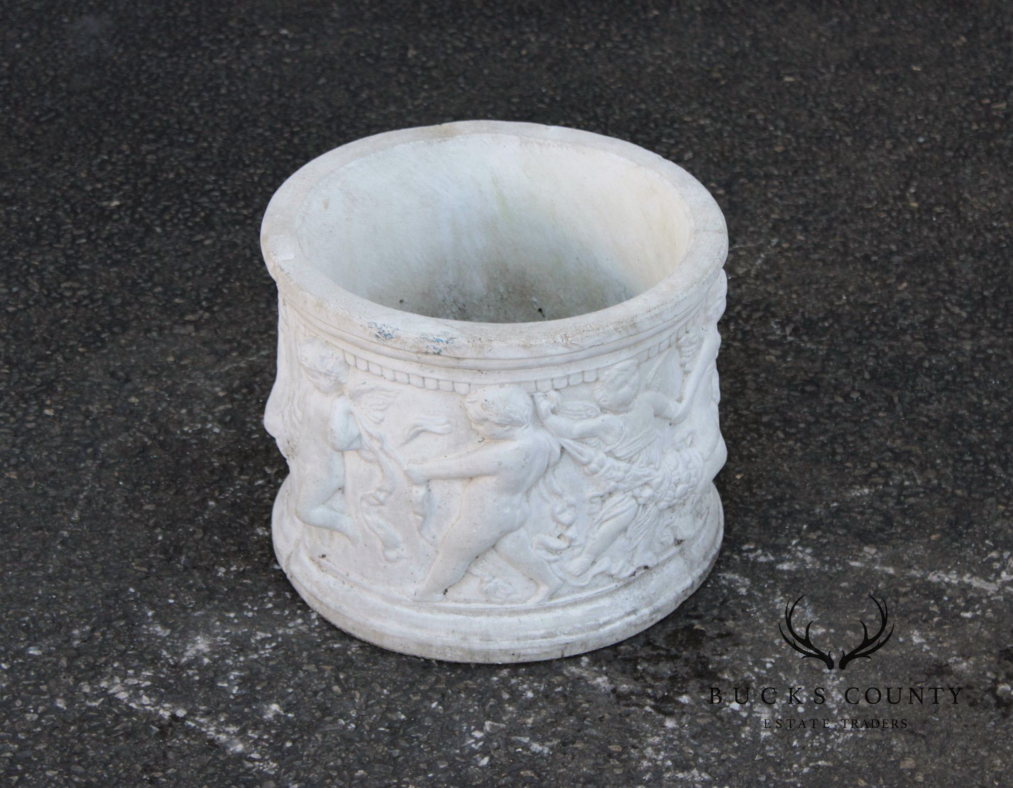 Classical Style Cherub Relief Cast Stone Garden Planter