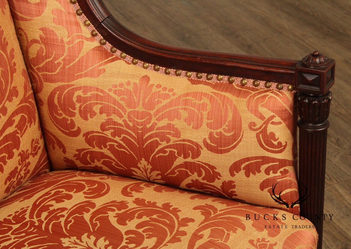 English Regency Style Antique Carved Mahogany Armchair