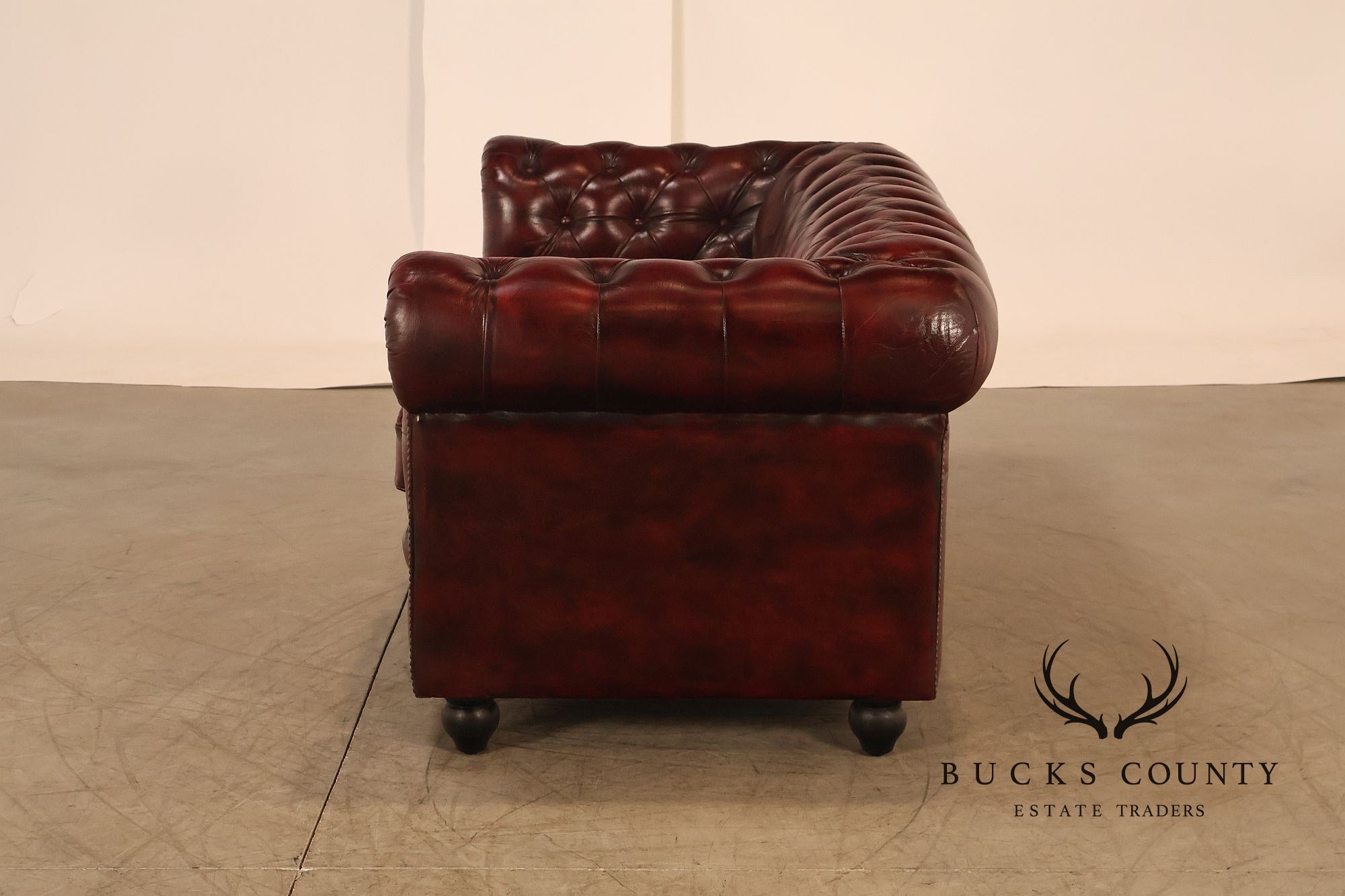 Chesterfield Style Oxford Red Tufted Leather Sofa