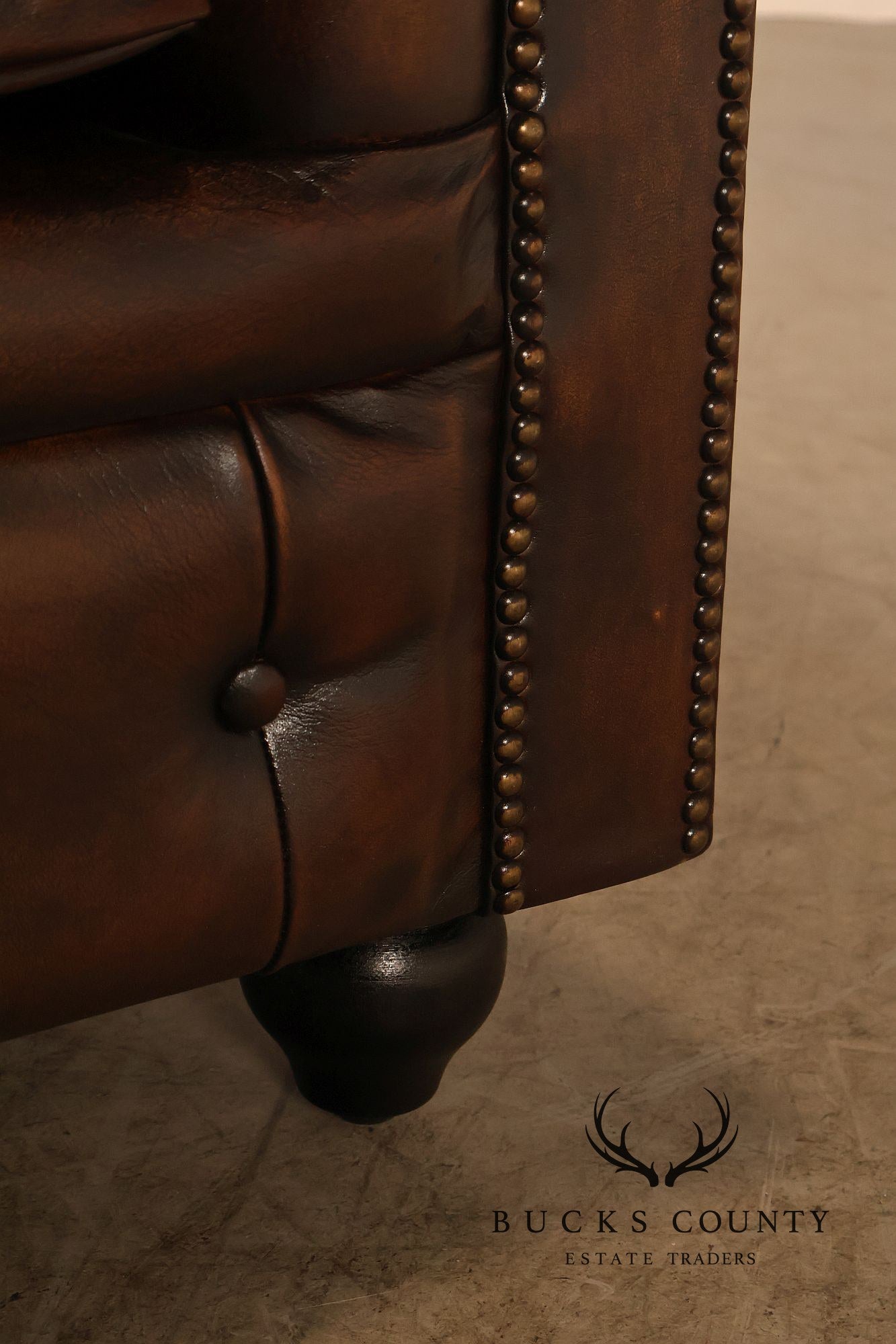 Chesterfield Style Tufted Brown Leather Sofa