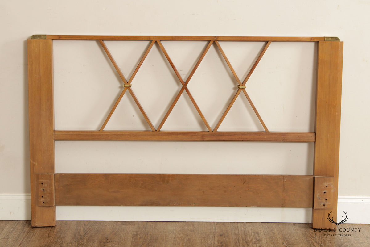 Paul Frankl Mid Century Modern Full Size Teak and Brass X-Back Headboard