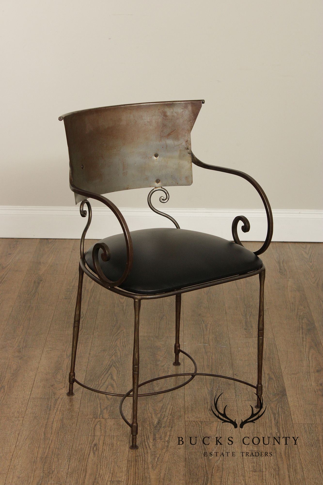 Mid Century Modern Wrought Iron Klismos Armchair