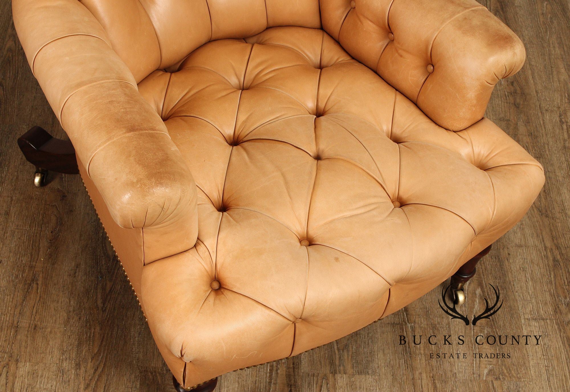 English Regency Style Tufted Leather Lounge Chair