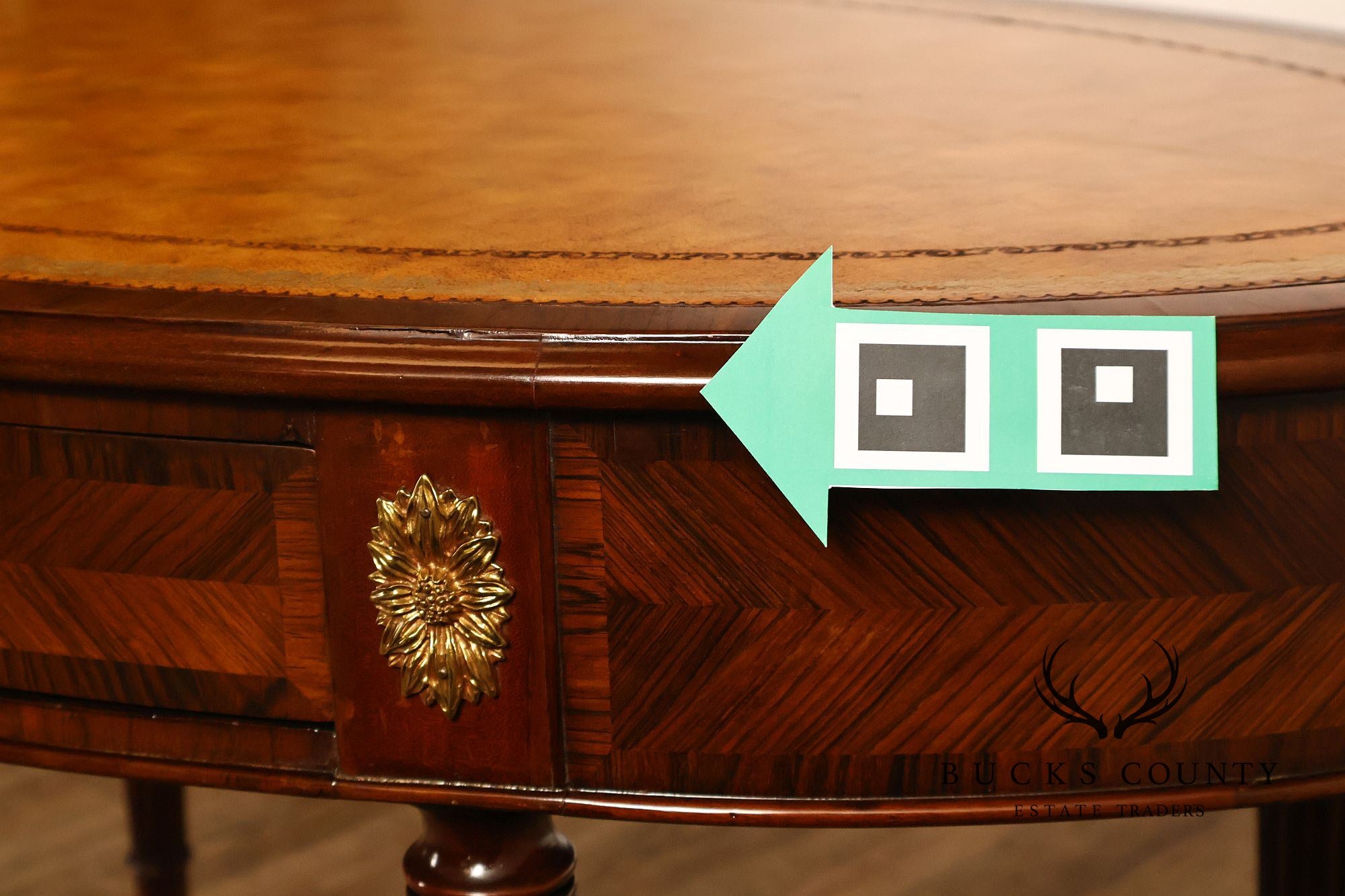 Maitland-Smith Regency Style Oval Leather Top Writing Table