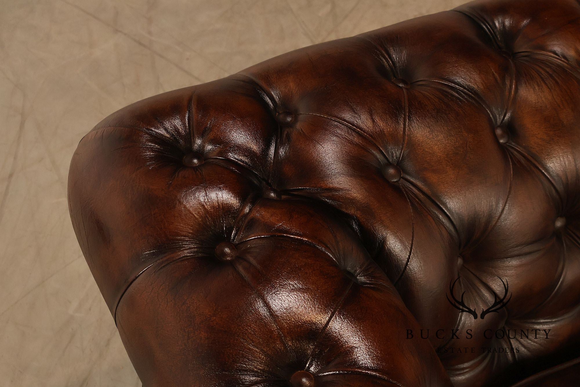 Chesterfield Style Tufted Brown Leather Sofa