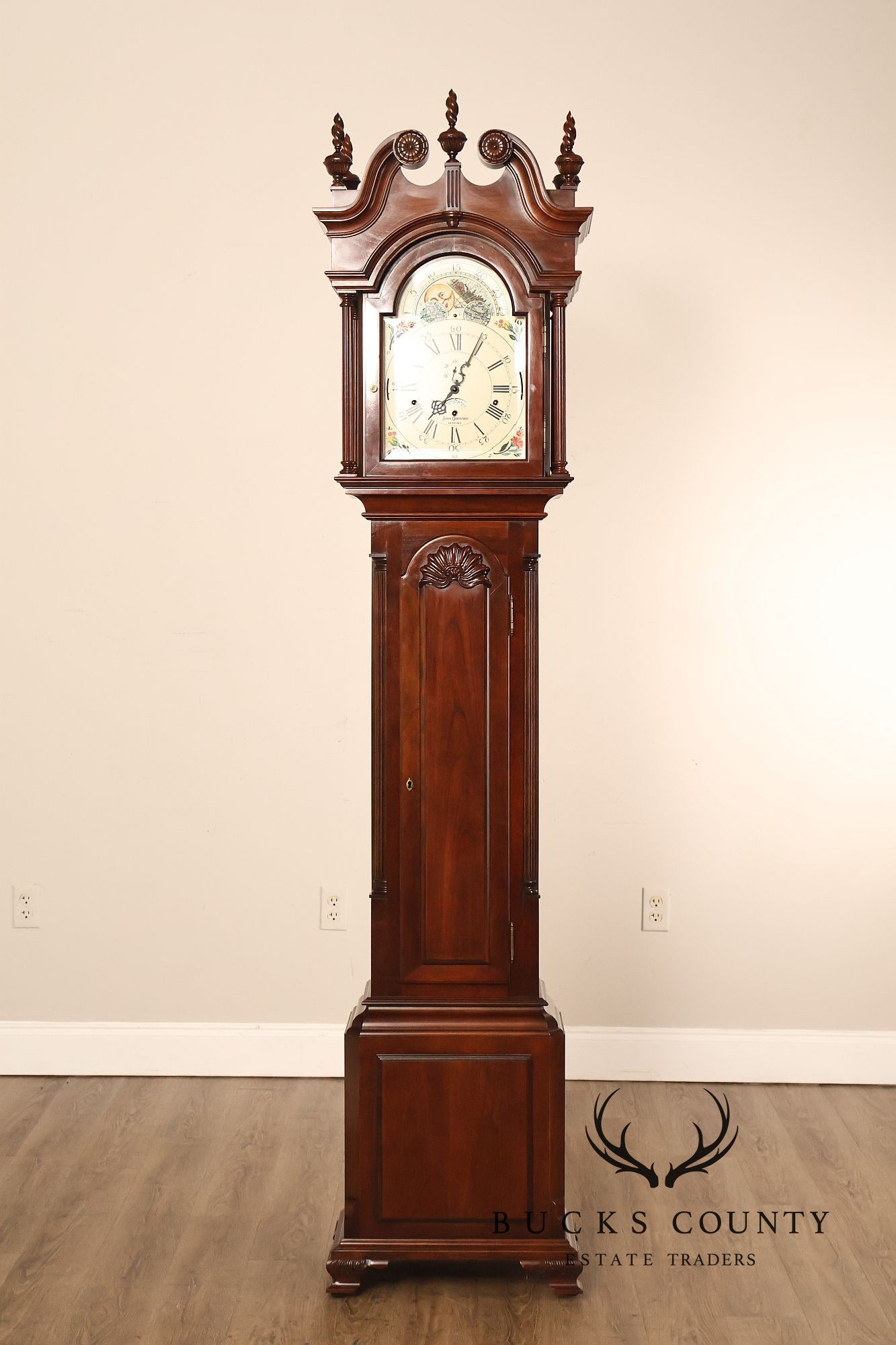 Sligh John Goddard Cherry Newport Tall Cased Grandfather Clock