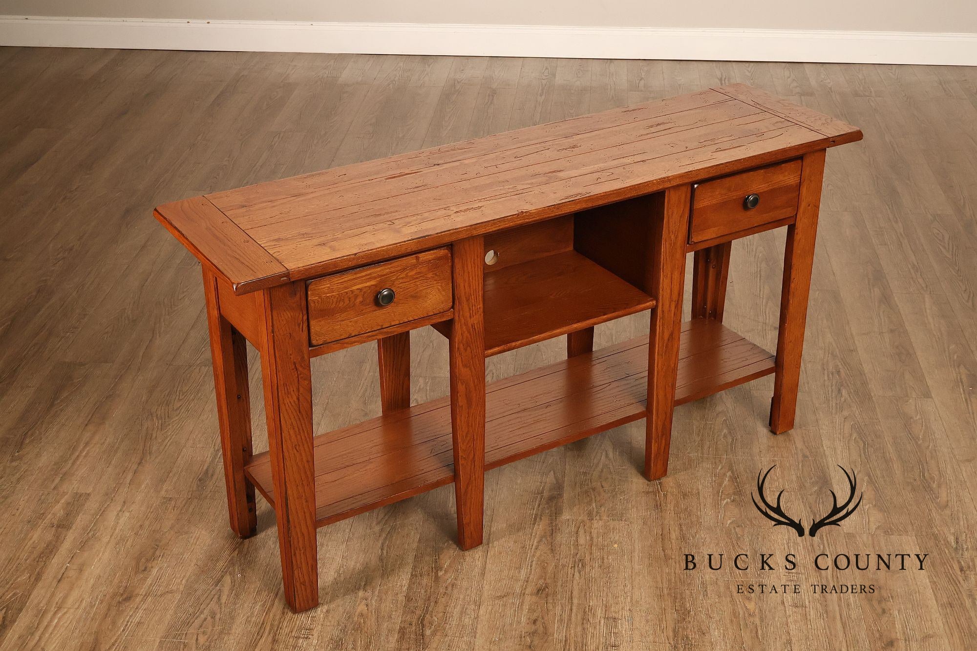 Broyhill Attic Heirlooms Country Style Oak Console Table