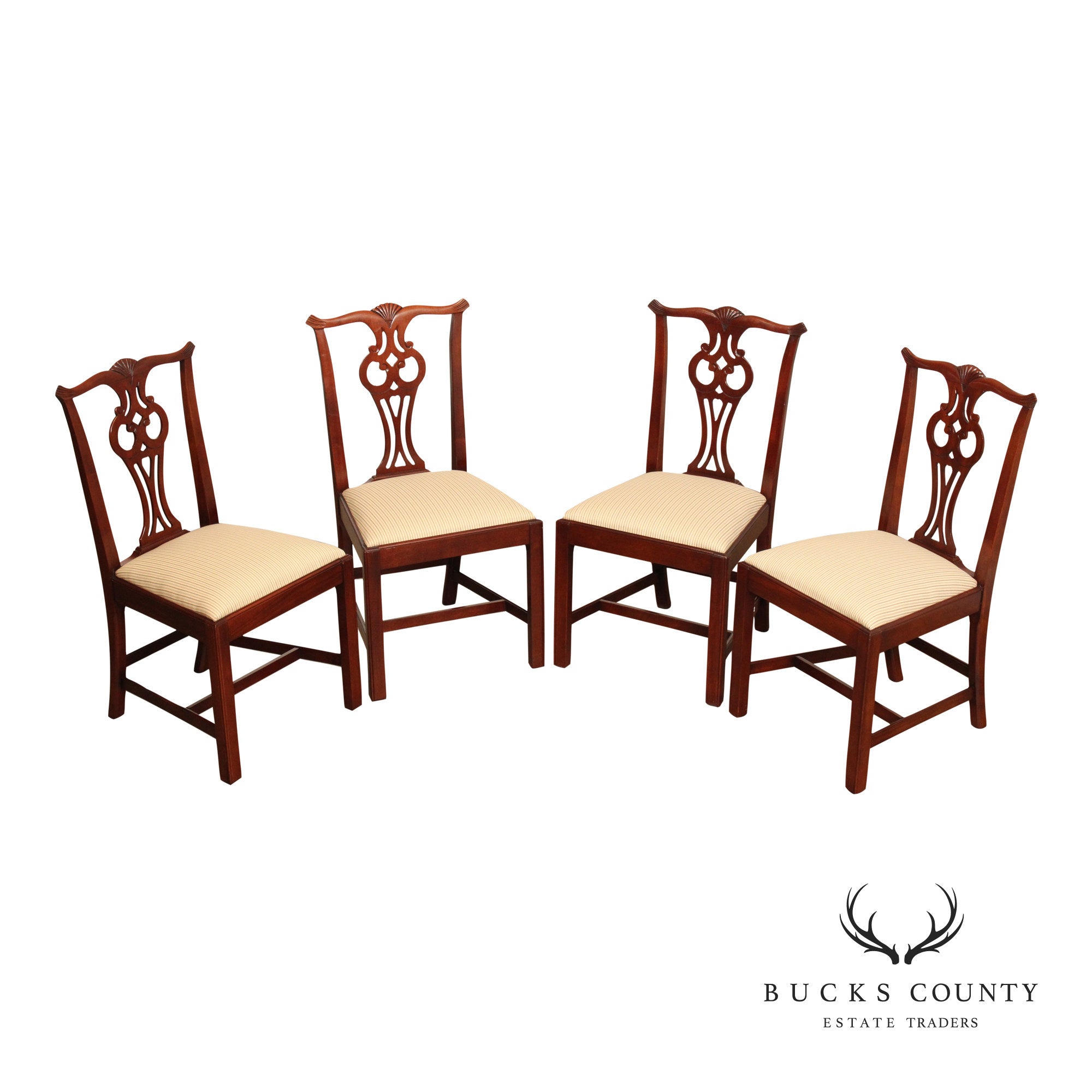 Hickory Chair Chippendale Style Set of Four Mahogany Dining Chairs