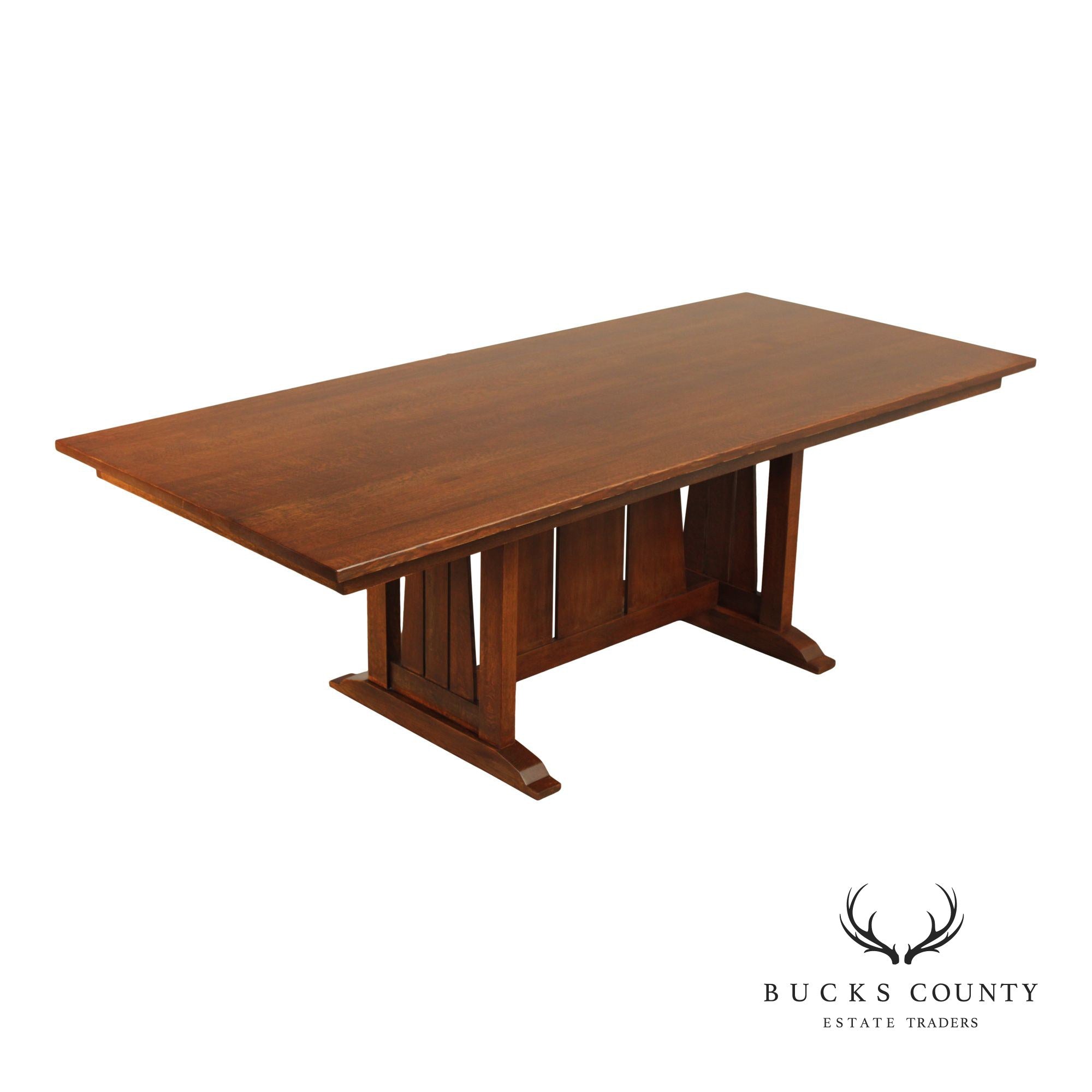 Custom Quality Mission Style Oak Trestle Dining Table
