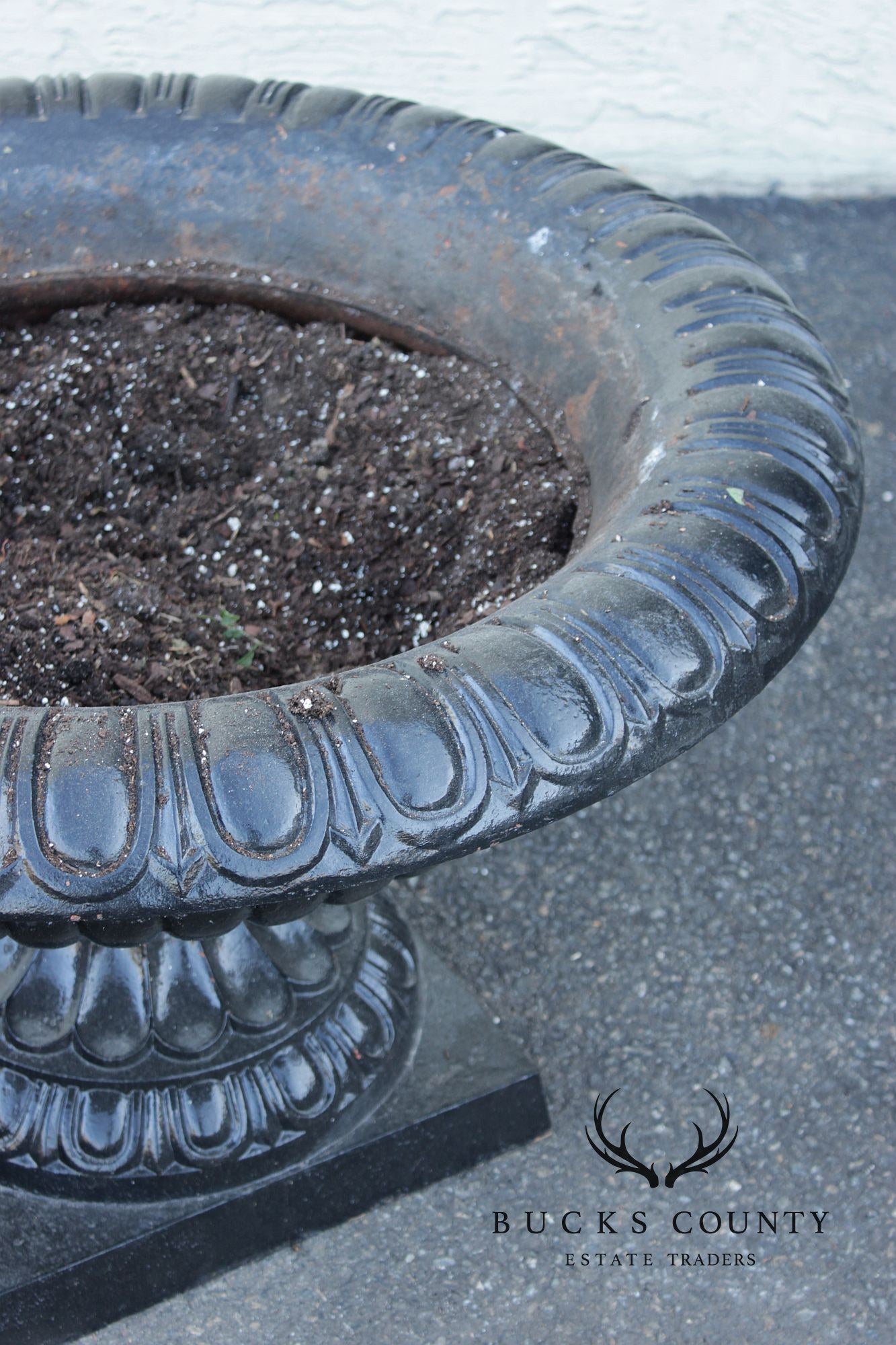 Large Cast Iron  Pair Of Garden Urn Planters