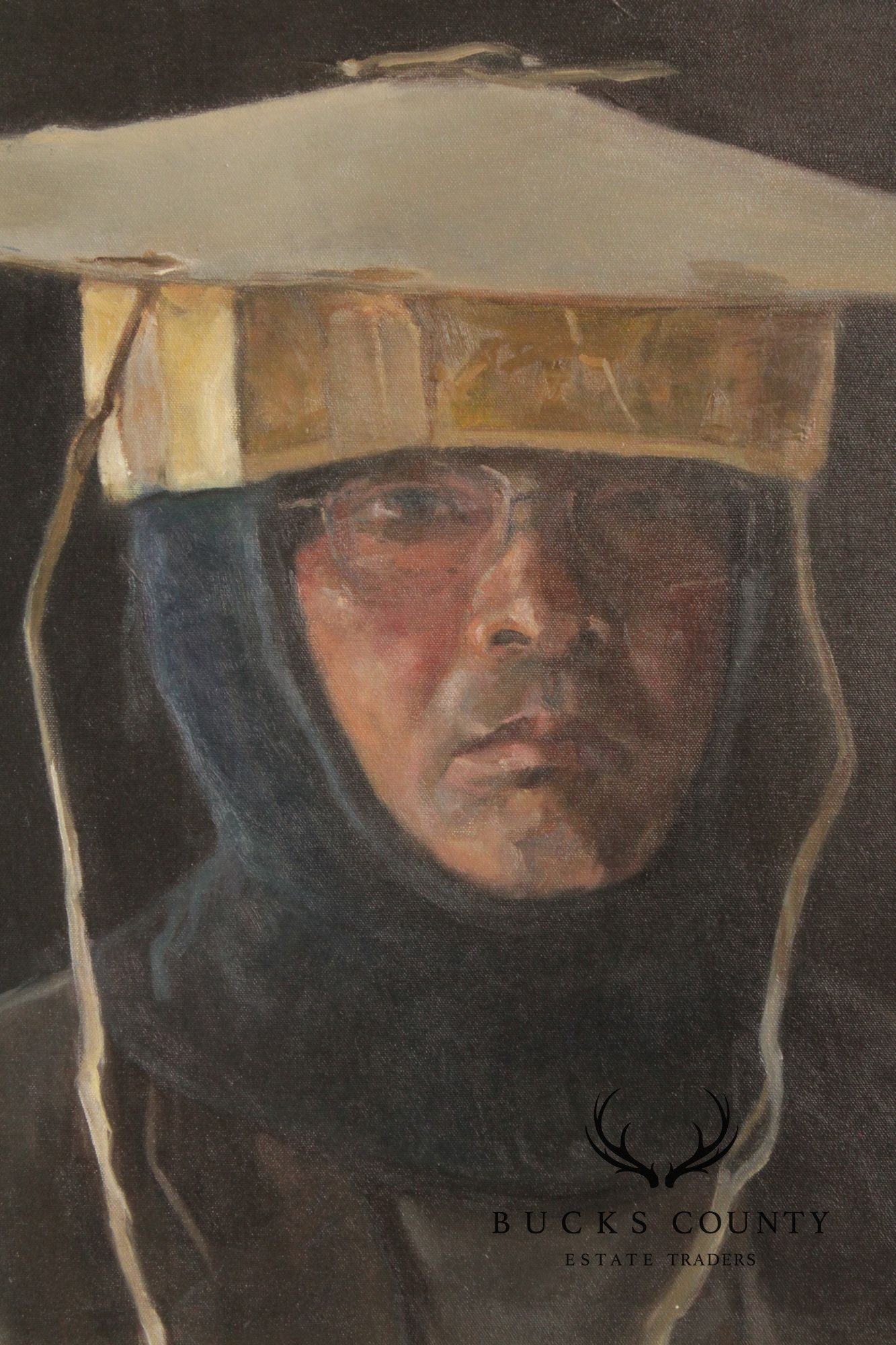 Qimin Liu Contemporary Oil Painting Portrait, 'Man with Odd Hat'