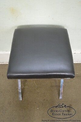 X Base Pair of Chrome & Leather Stools