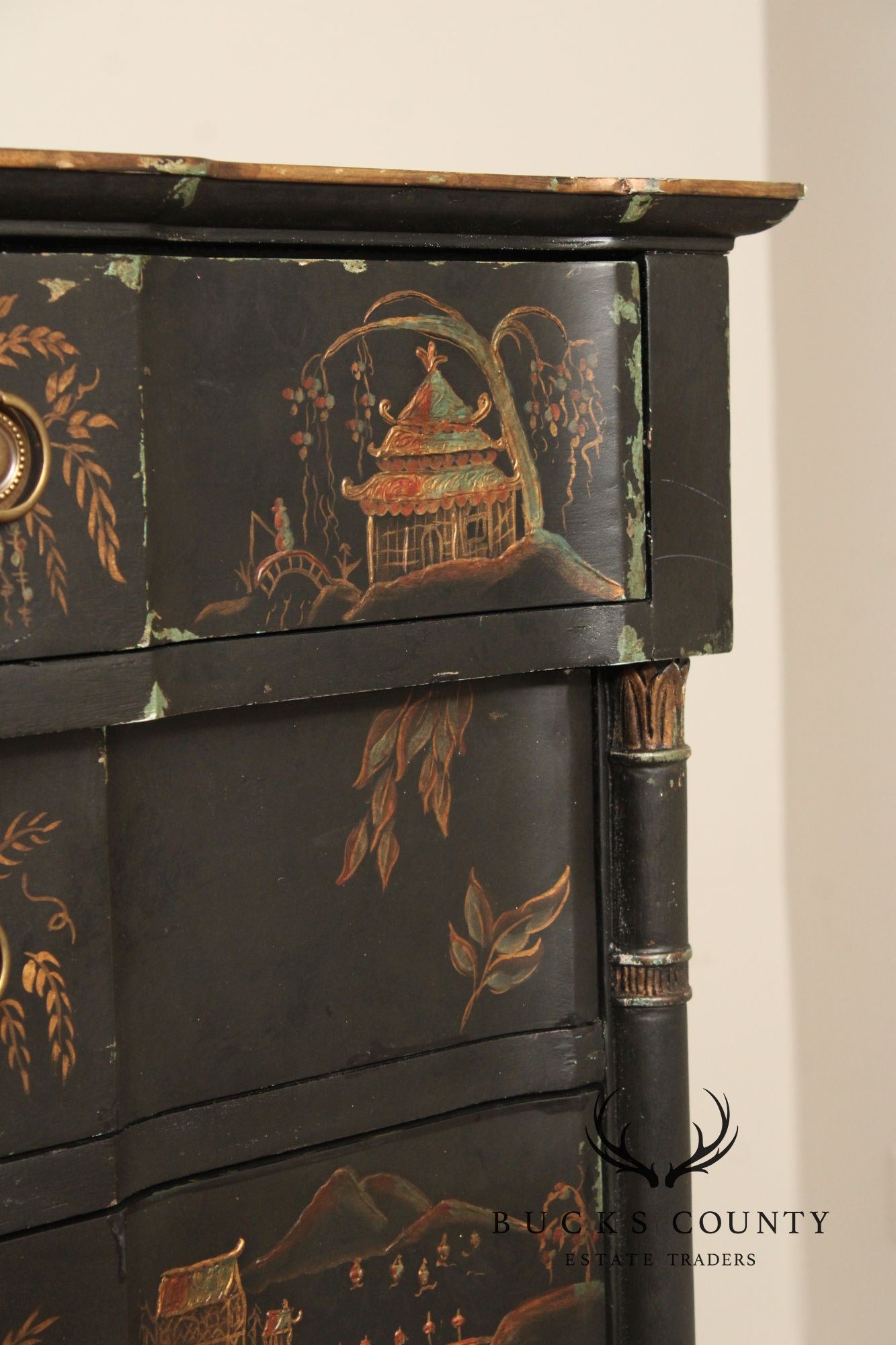 Chinoiserie Paint Decorated Tall Chest