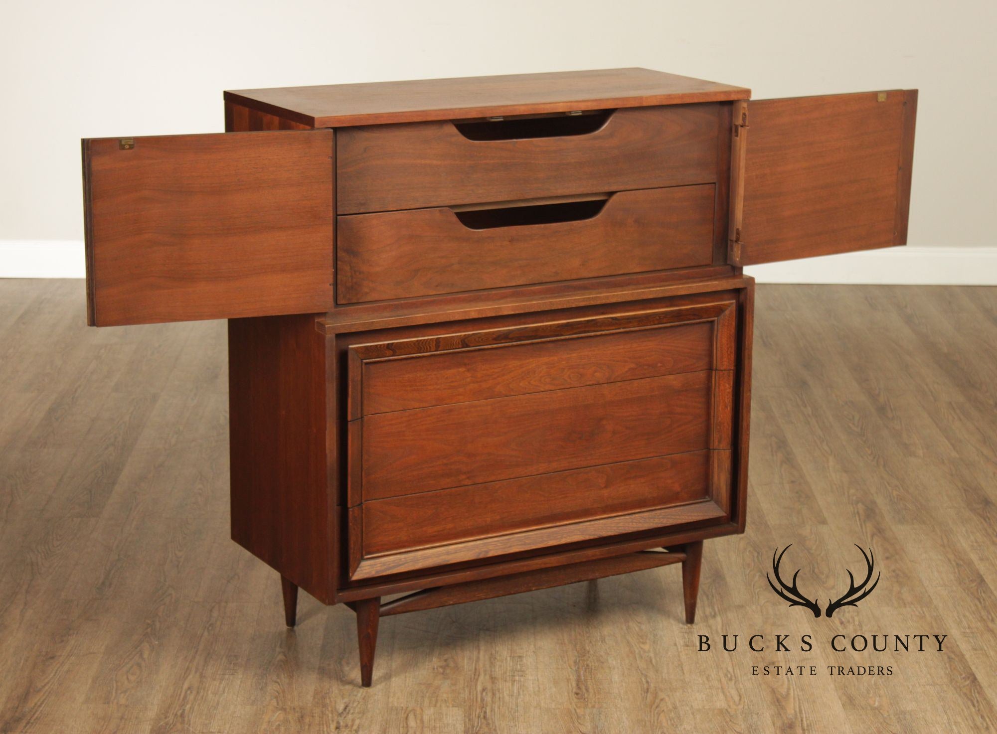 Basic Witz Mid Century Modern Walnut Tall Chest