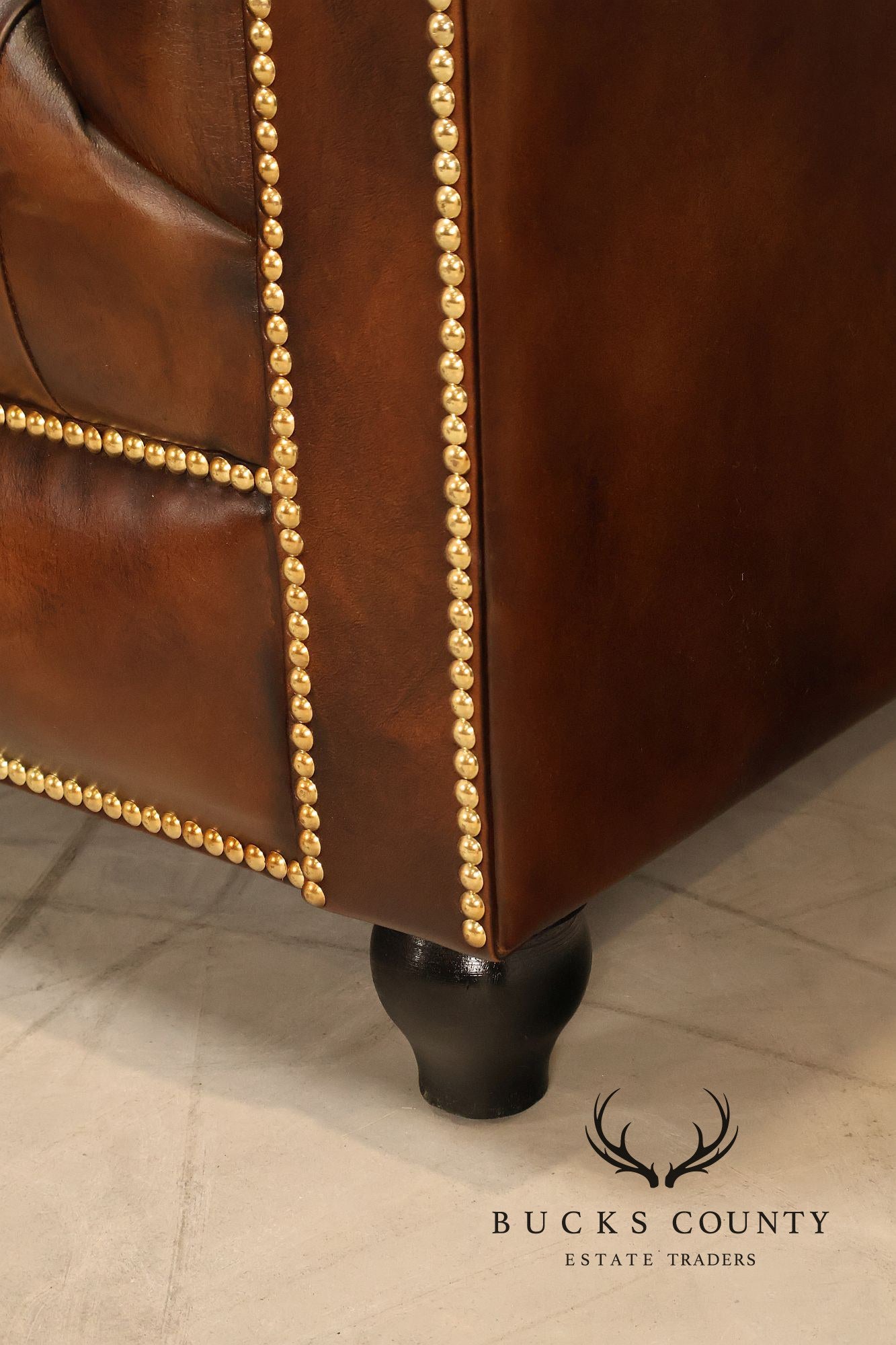 Chesterfield Style Brown Tufted Leather Club Chair