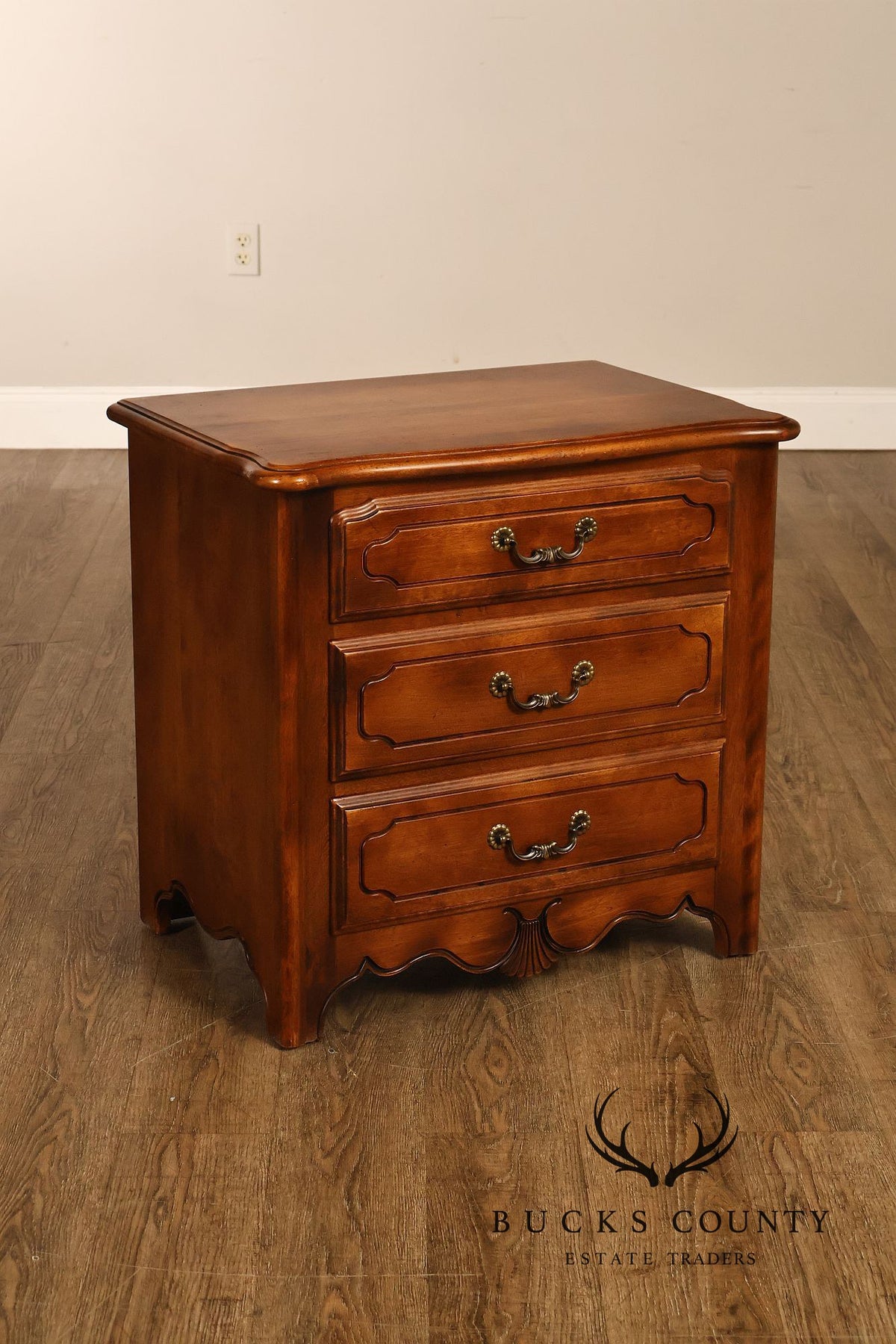 Ethan Allen Pair Of County French Collection Three Drawer Nightstands