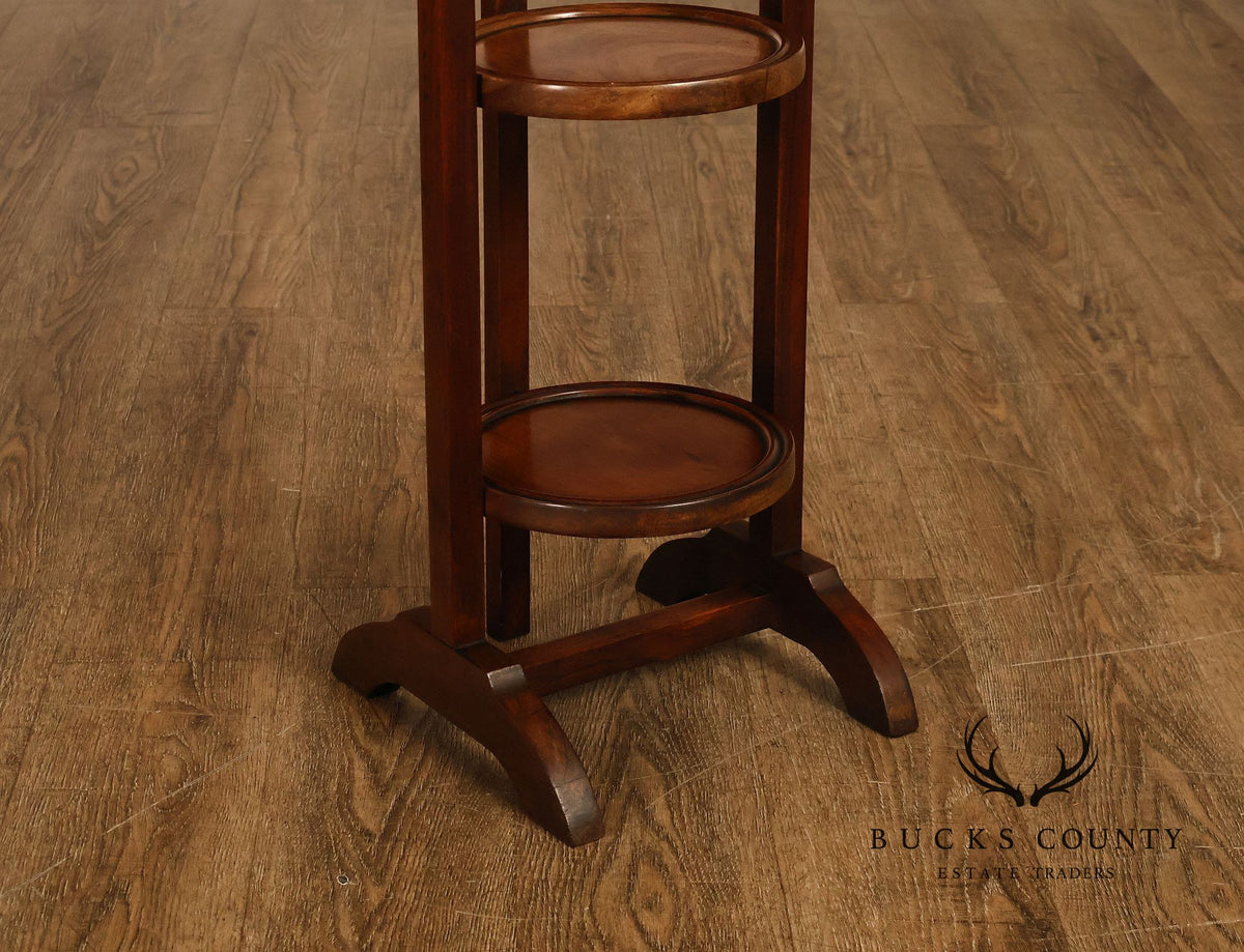 Mahogany Three Tier Collapsible Dumbwaiter Stand